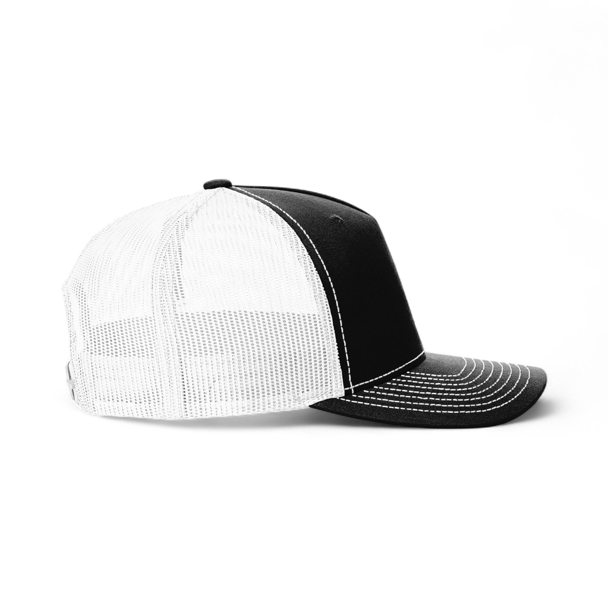 Right side view of Richardson 112FP custom hat in black and white