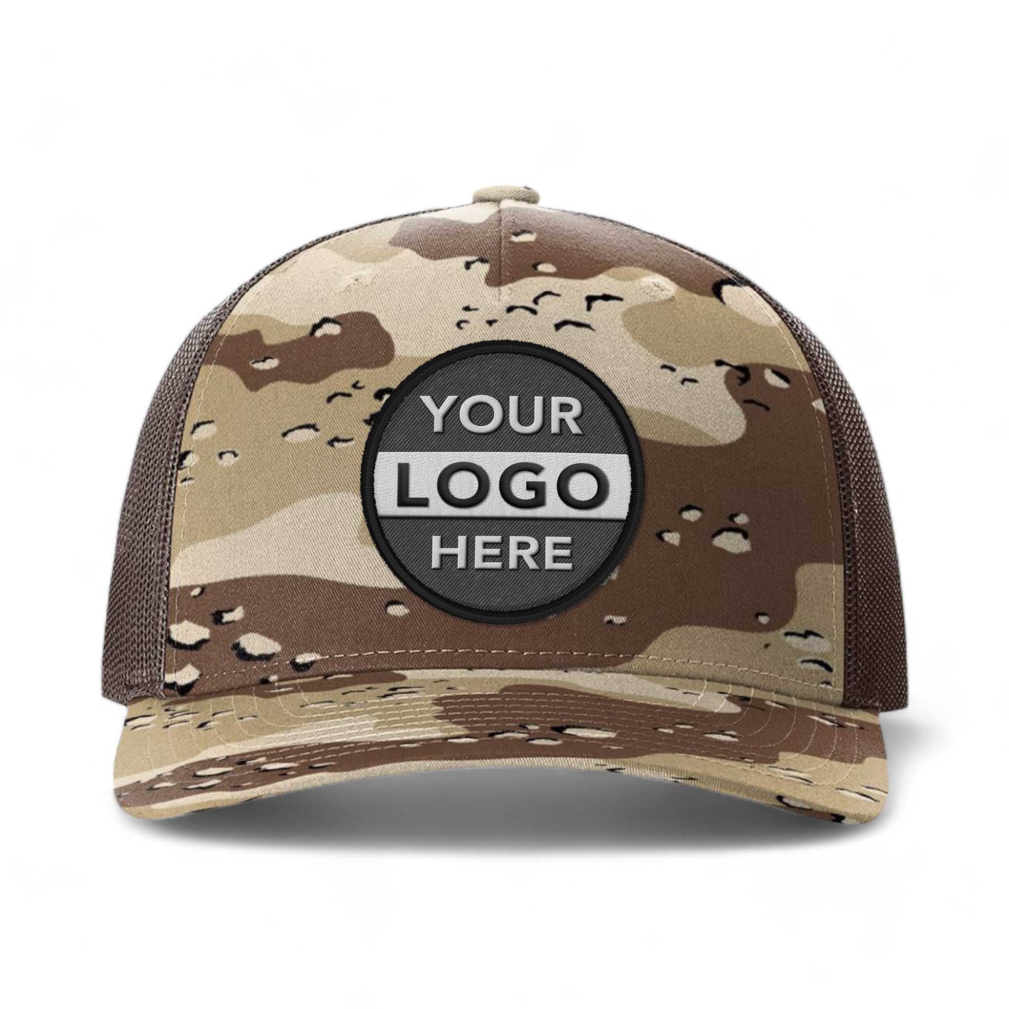 Richardson 112PFP custom embroidered patch hat in desert camo and brown