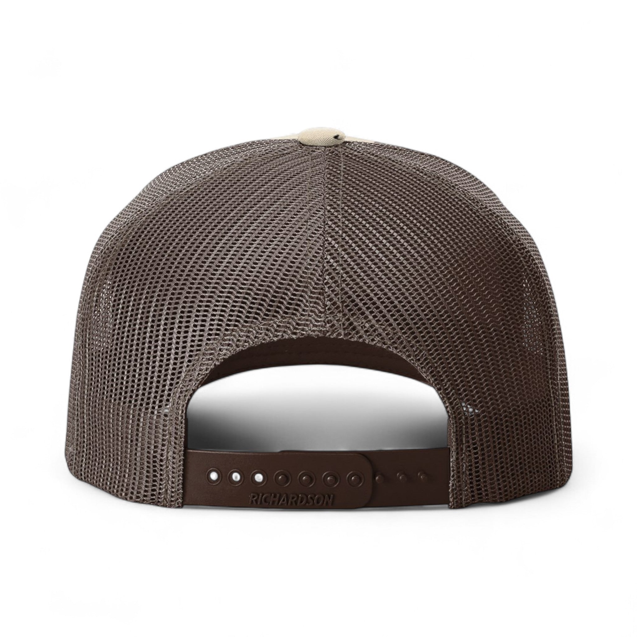 Back view of Richardson 112PFP custom hat in desert camo and brown