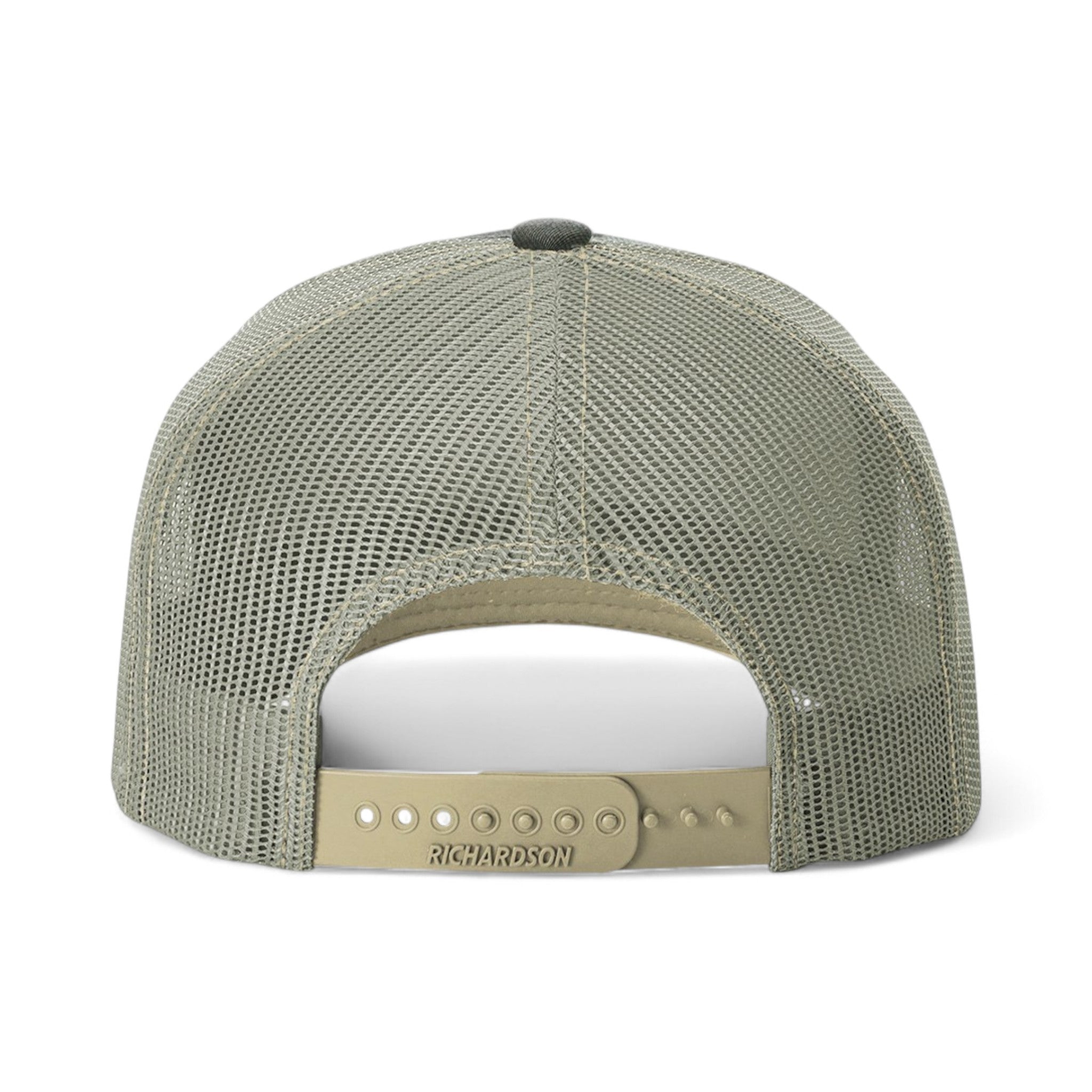 Back view of Richardson 112PFP custom hat in digital camo and light green