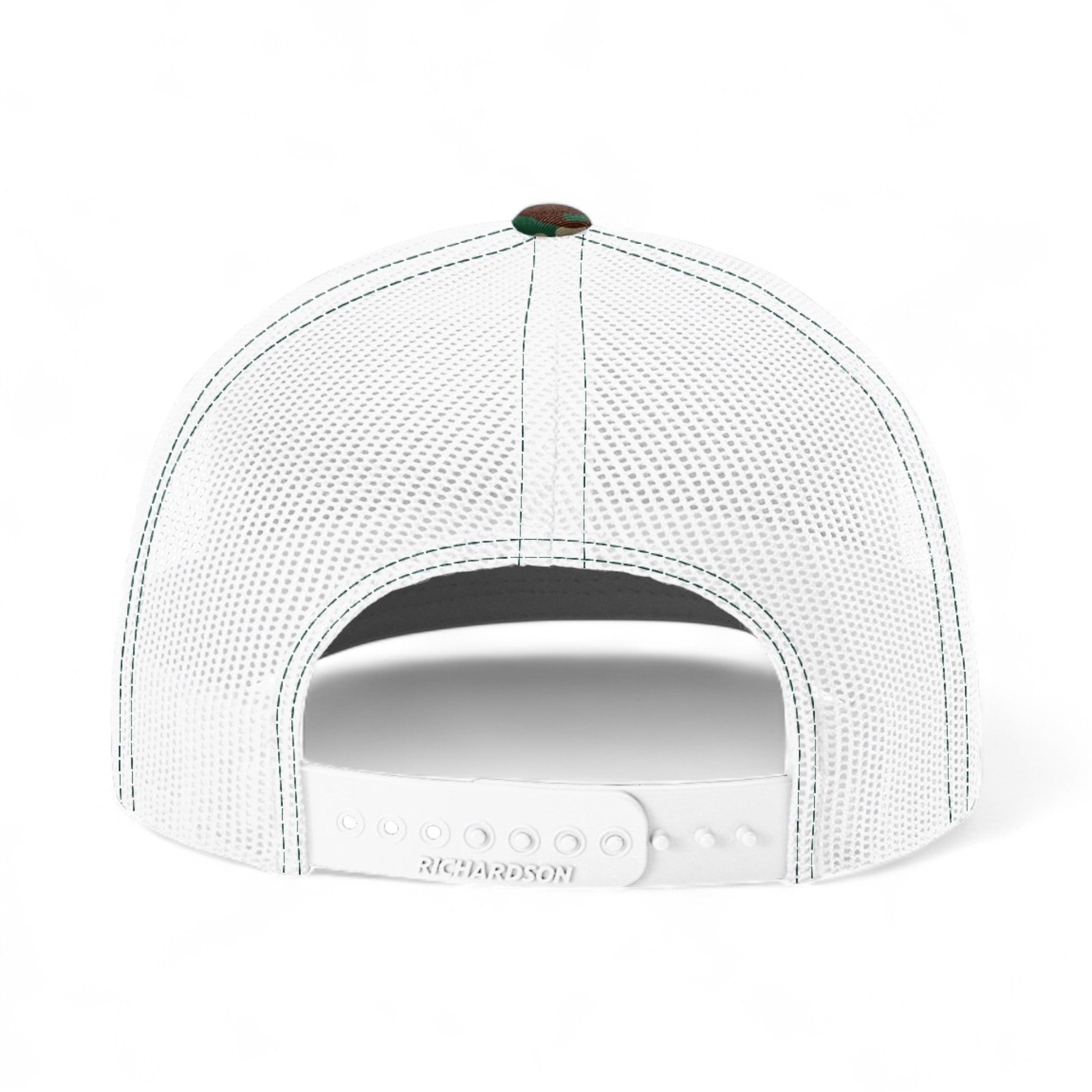 Back view of Richardson 112P custom hat in army camo and white