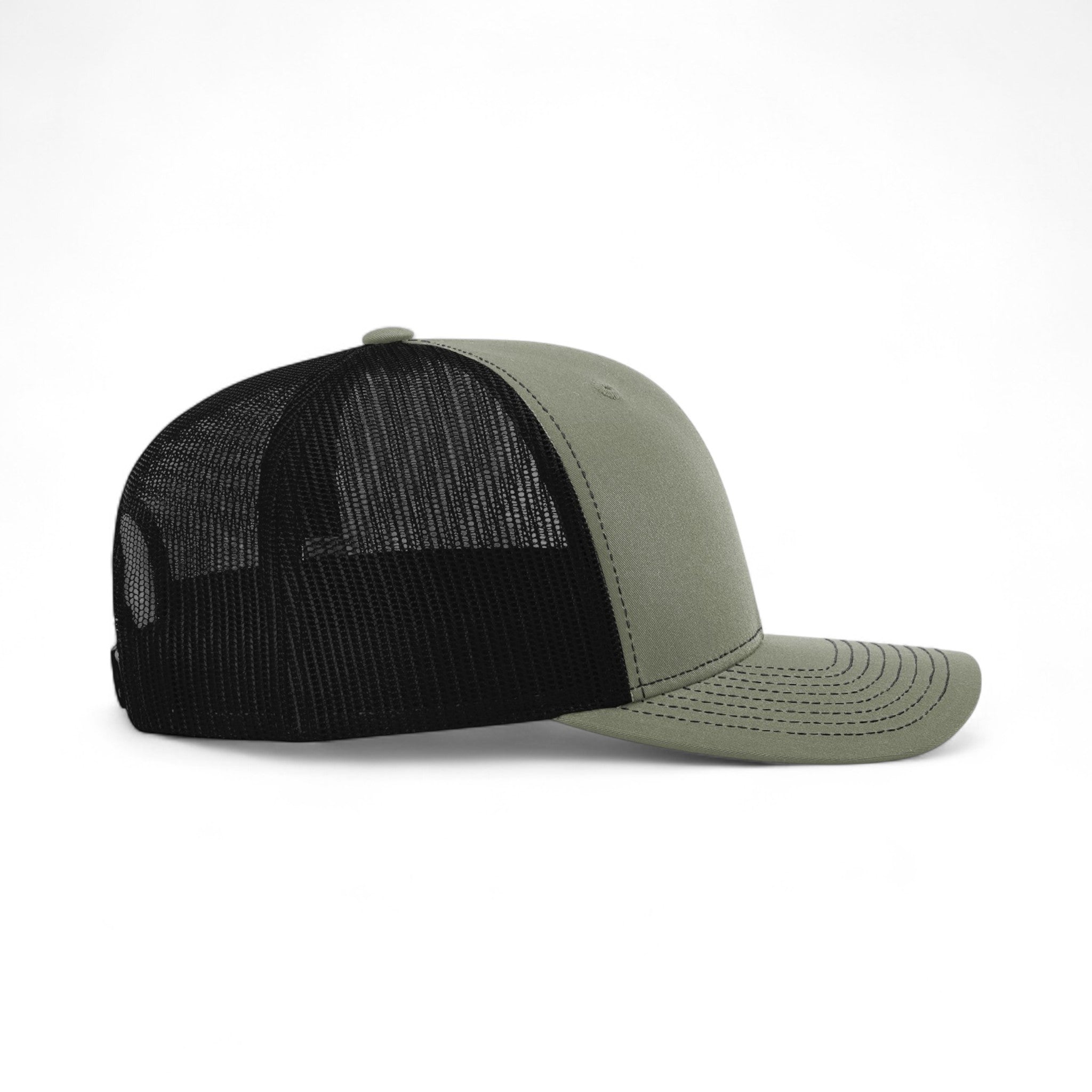 Right side view of Richardson 112RE custom hat in loden and black