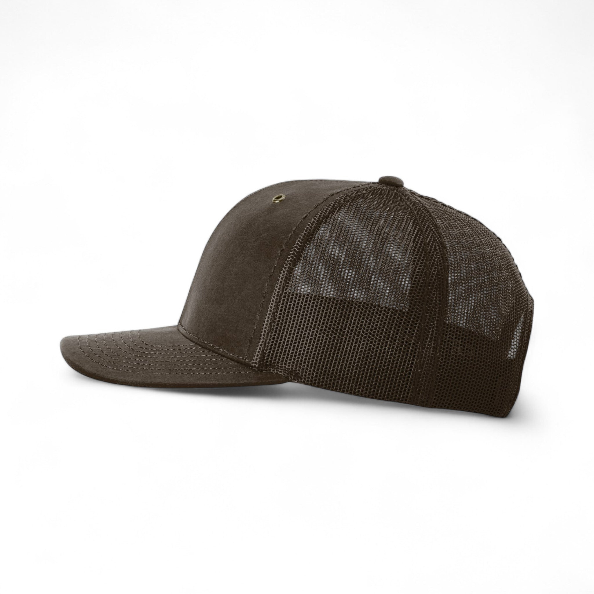 Left side view of Richardson 112WF custom hat in brown