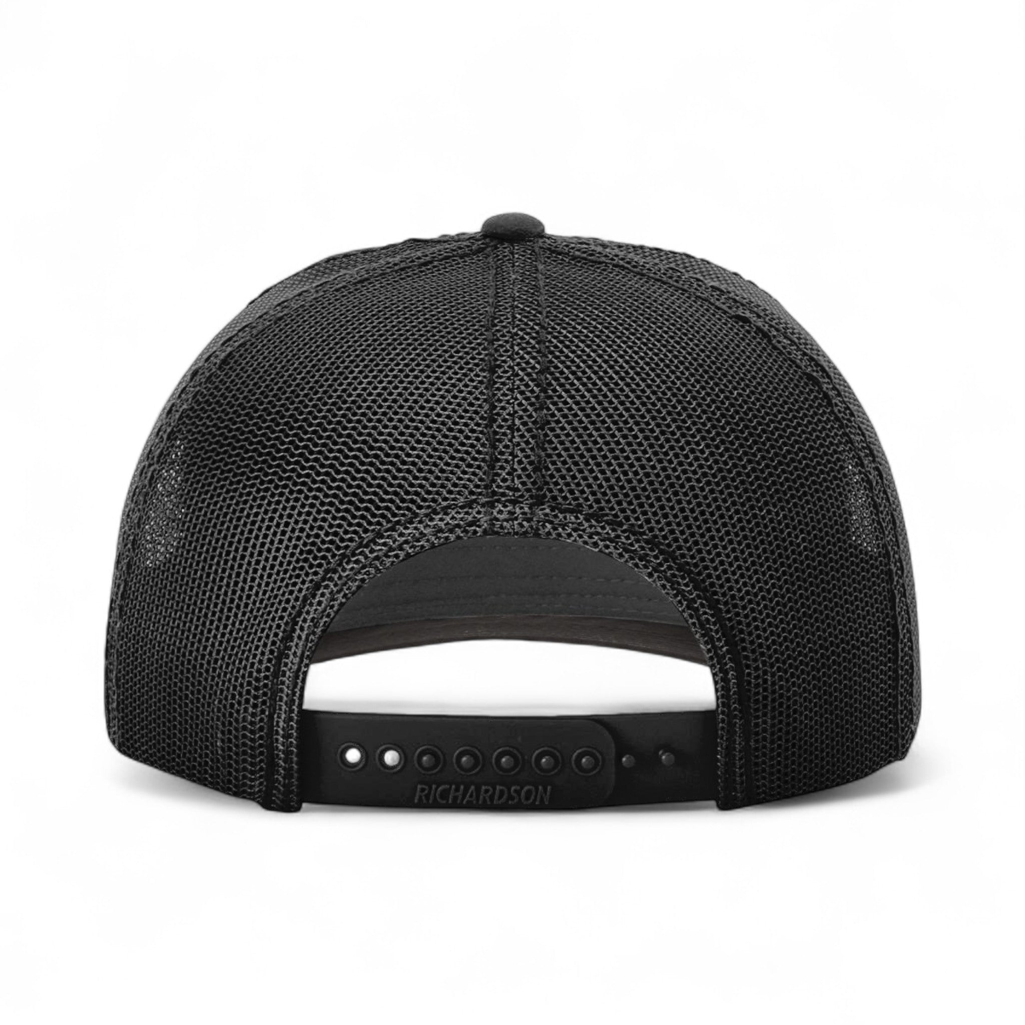 Back view of Richardson 112WF custom hat in charcoal and black