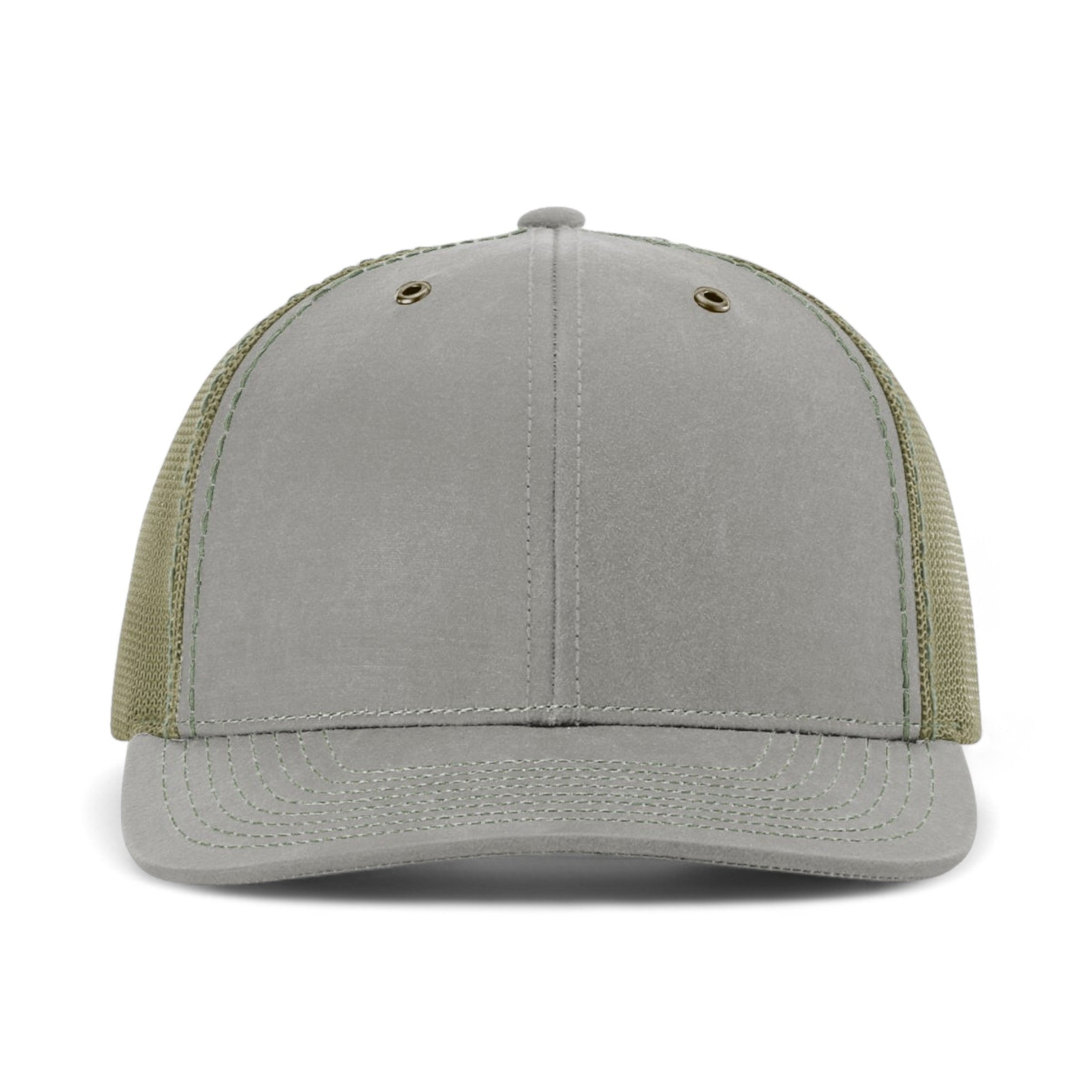 Front view of Richardson 112WF custom hat in khaki and loden