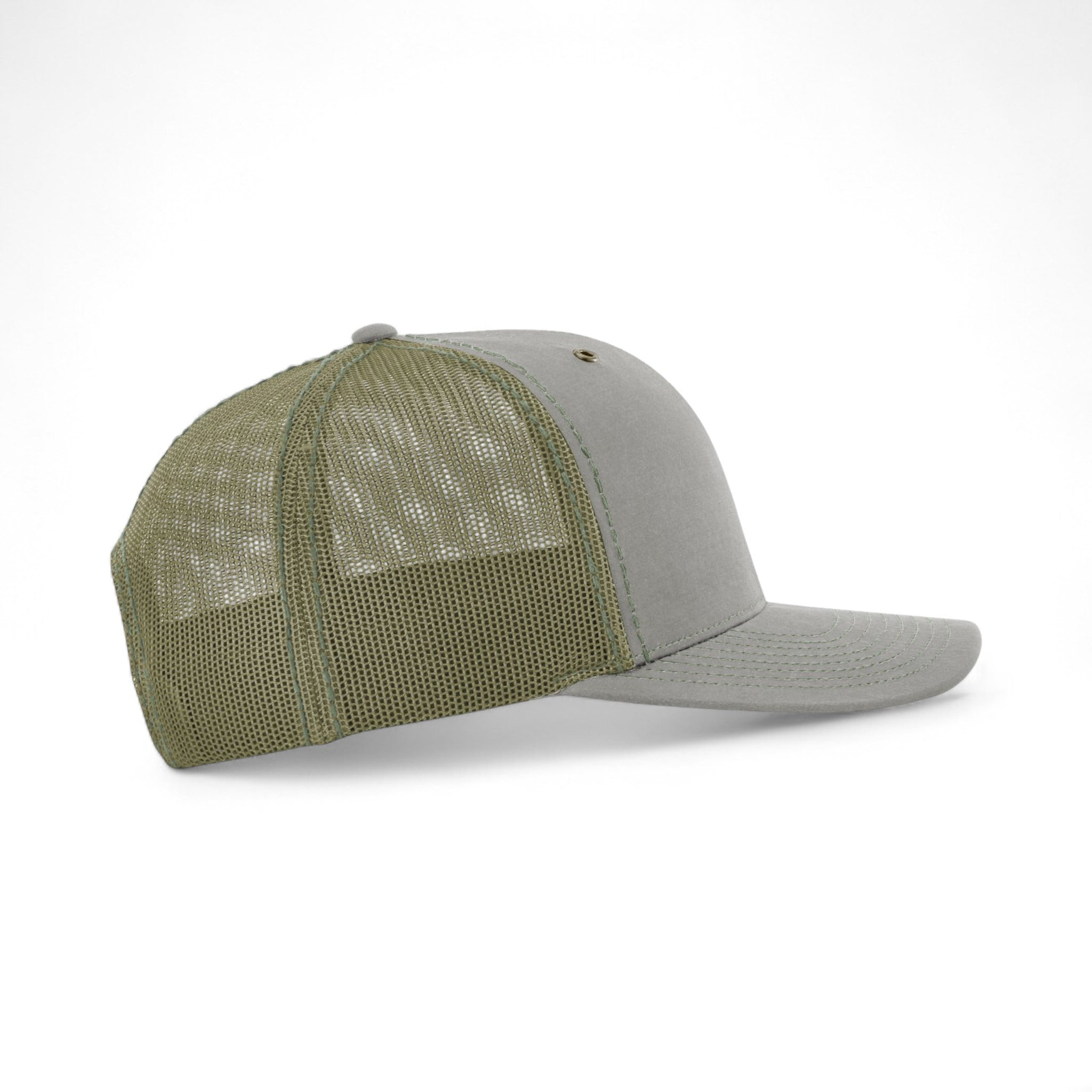 Right side view of Richardson 112WF custom hat in khaki and loden