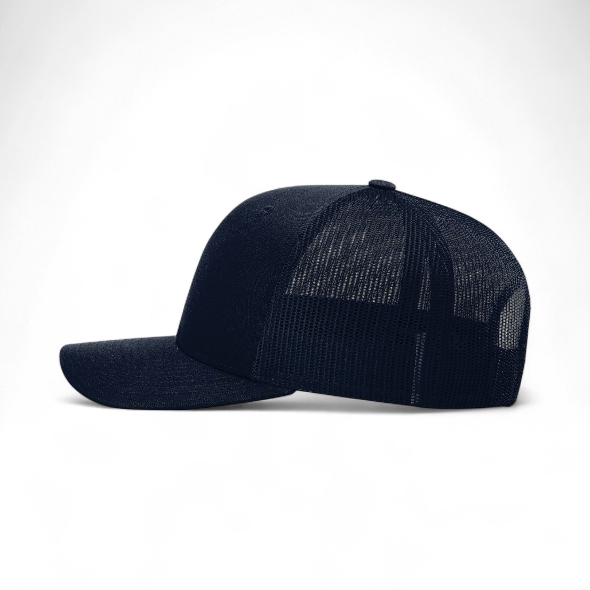 Left side view of Richardson 112Y custom hat in navy