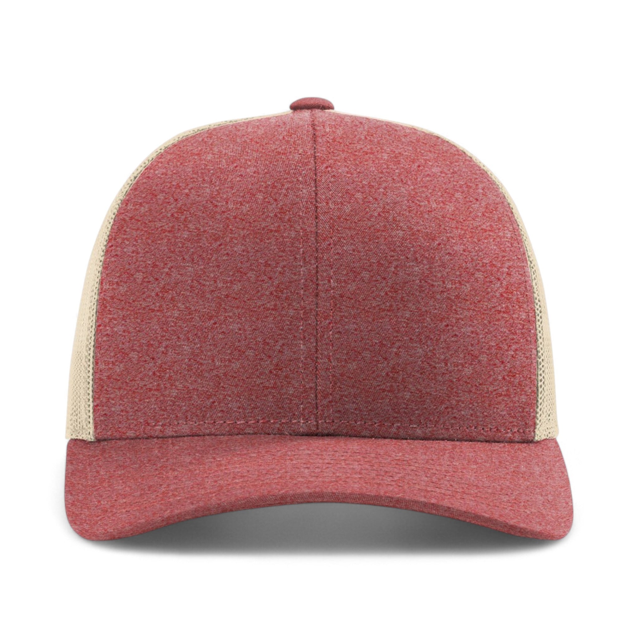 Front view of Richardson 115CH custom hat in red heather and birch