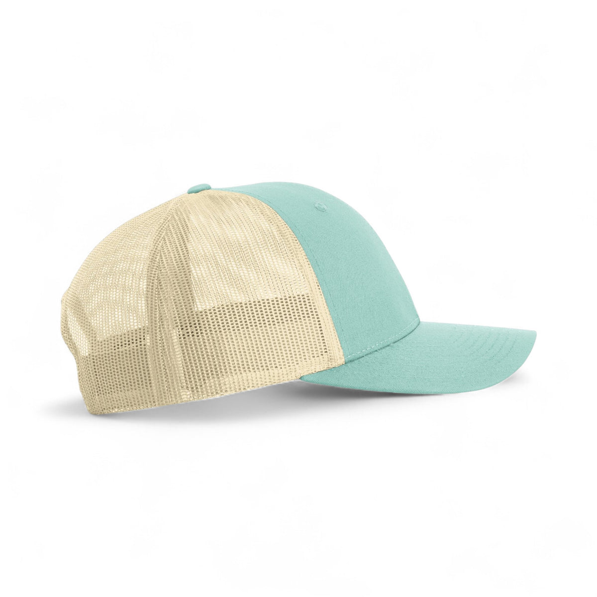 Right side view of Richardson 115 custom hat in aruba blue and birch