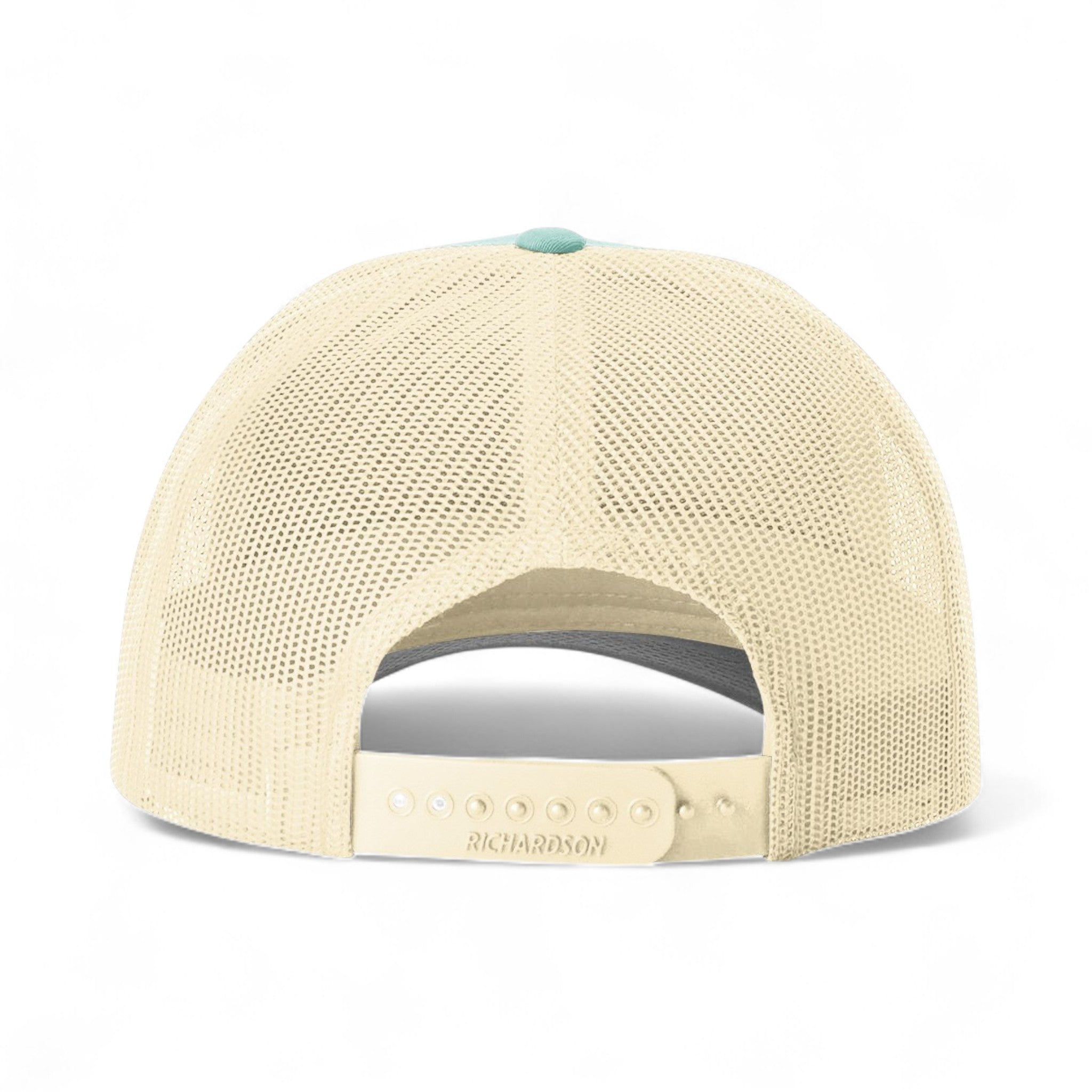 Back view of Richardson 115 custom hat in aruba blue and birch