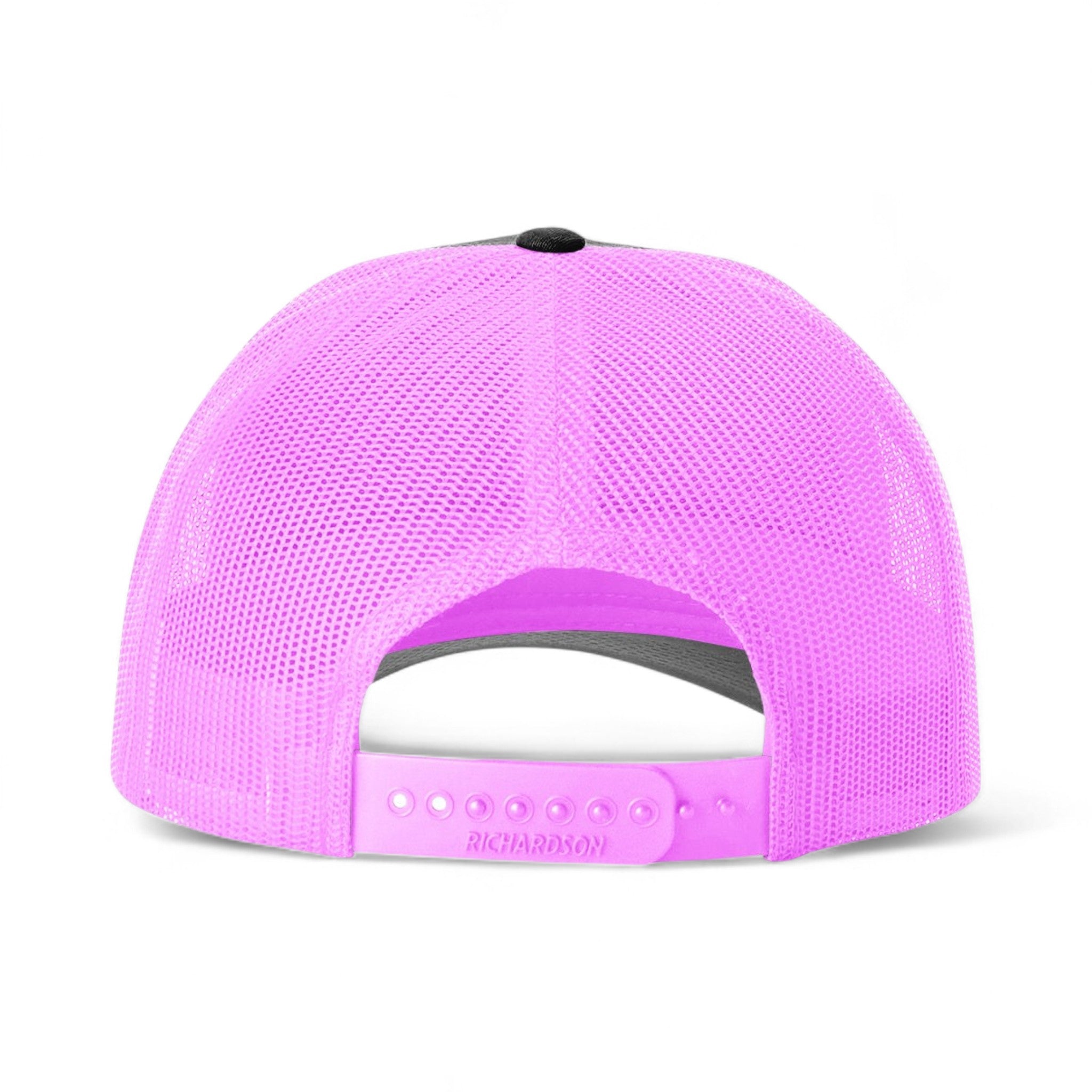 Back view of Richardson 115 custom hat in black and neon pink