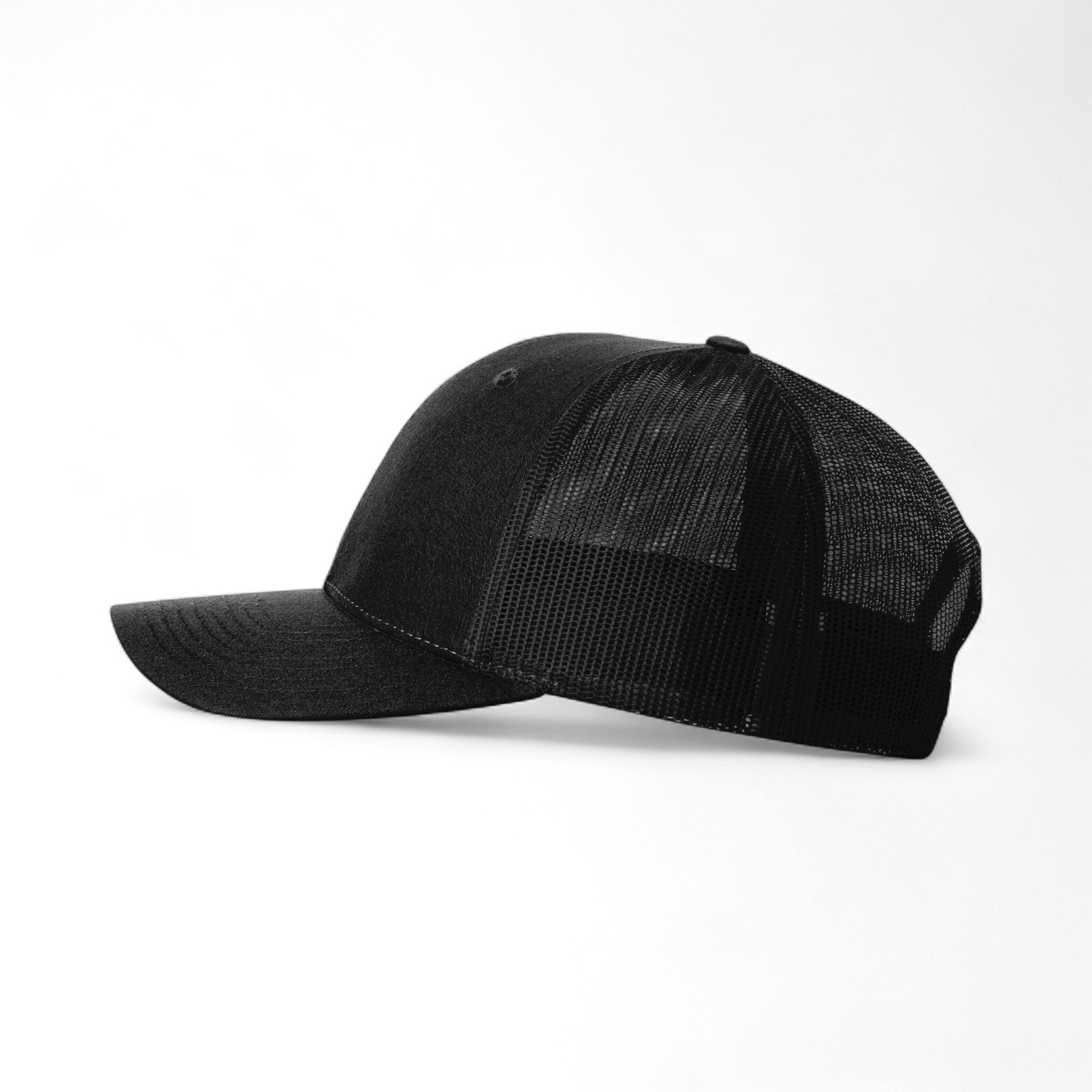 Left side view of Richardson 115 custom hat in black