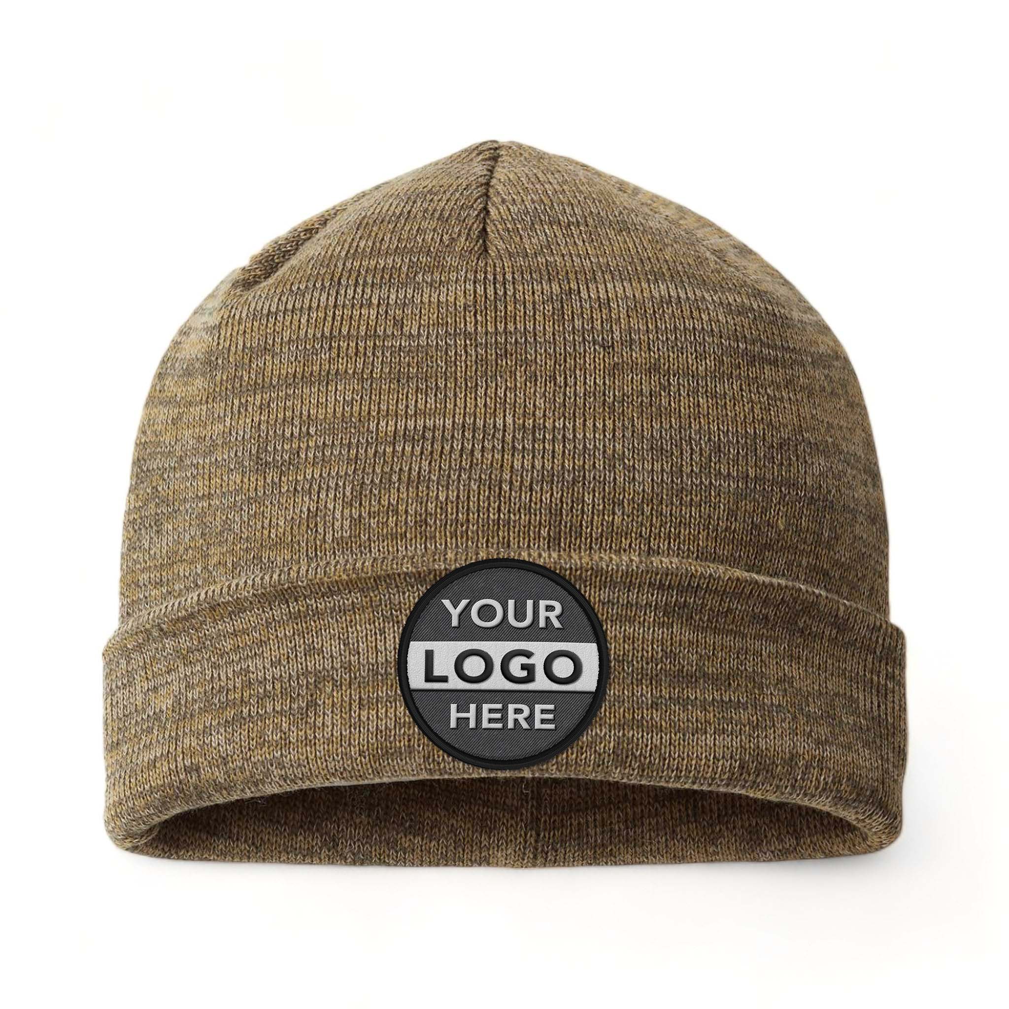 Richardson 130 custom embroidered patch hat in olive khaki and light khaki
