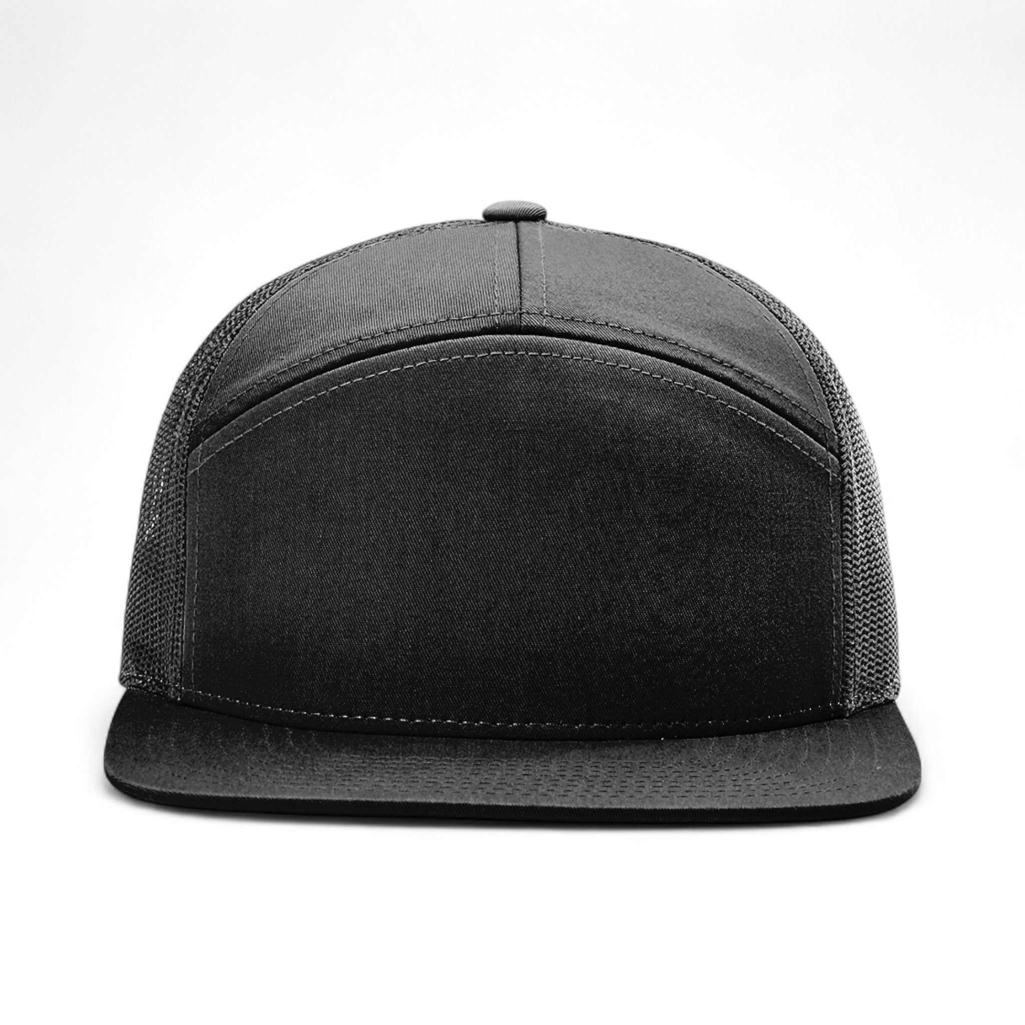Front view of Richardson 168 custom hat in black
