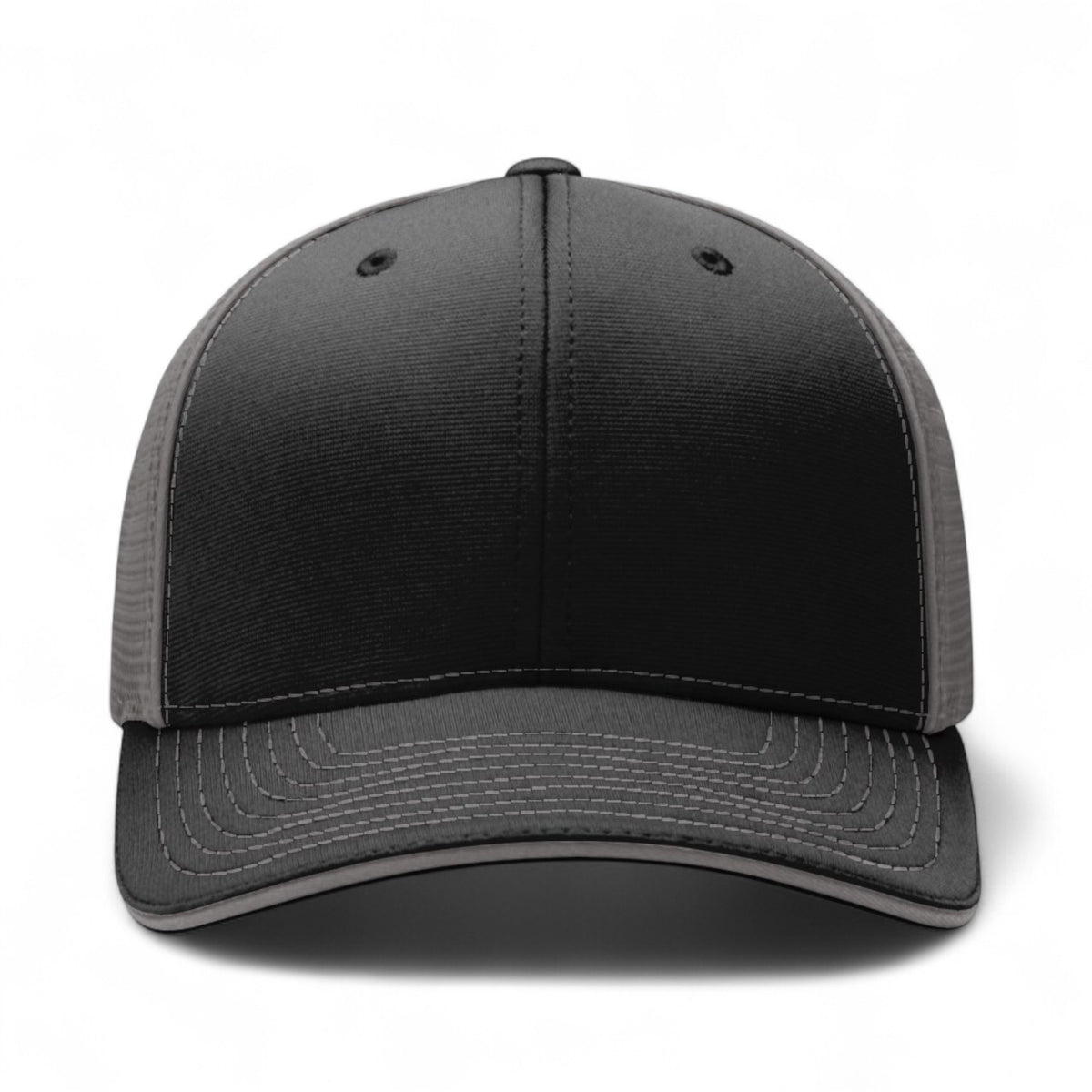 Front view of Richardson 172 custom hat in black and charcoal