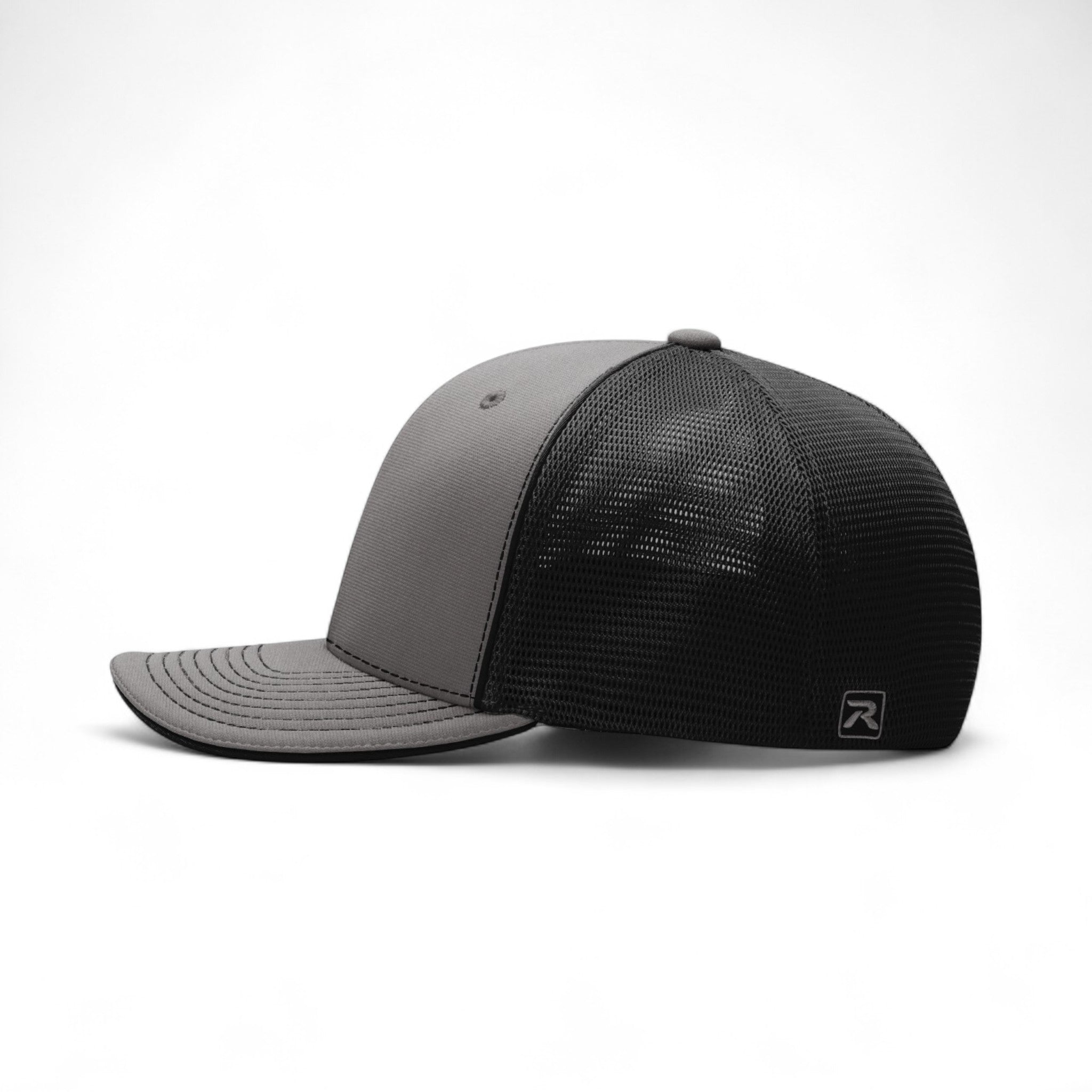 Left side view of Richardson 172 custom hat in charcoal and black