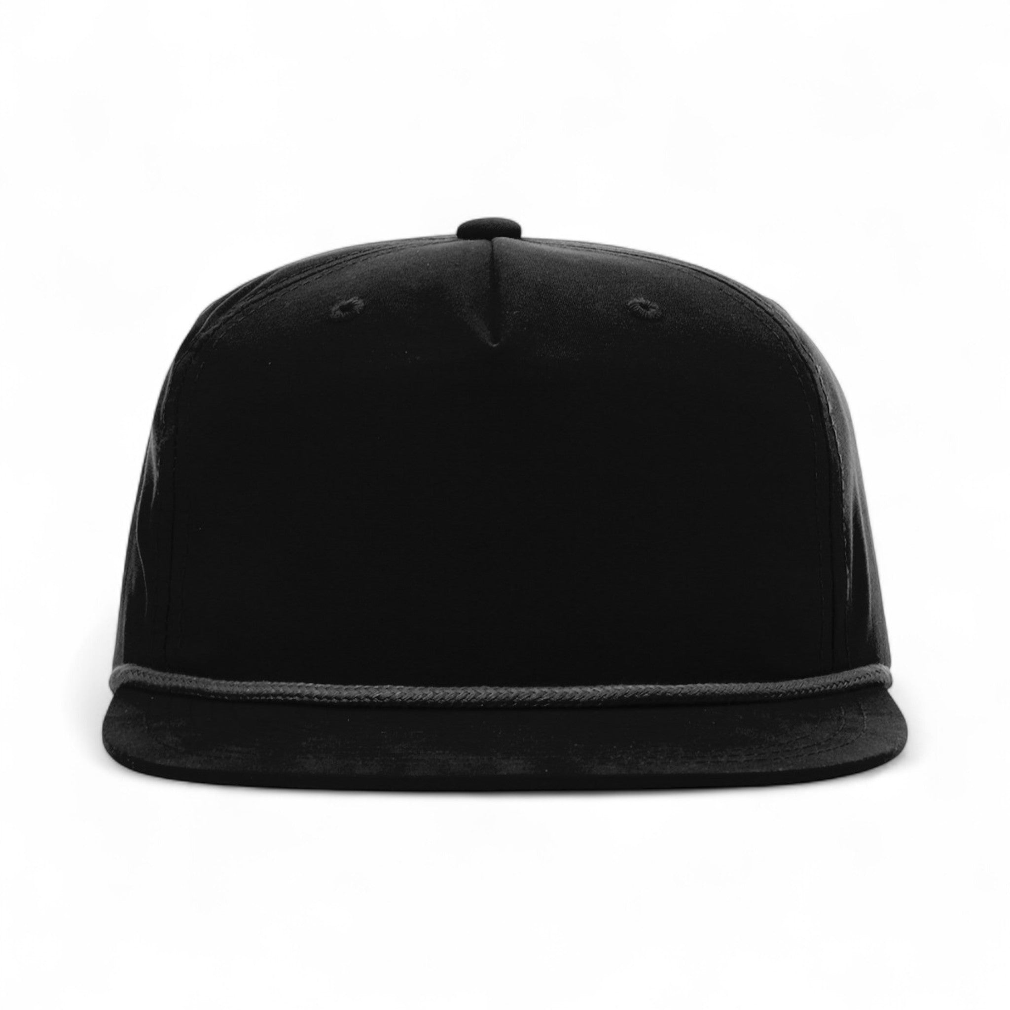 Front view of Richardson 256 custom hat in black and black