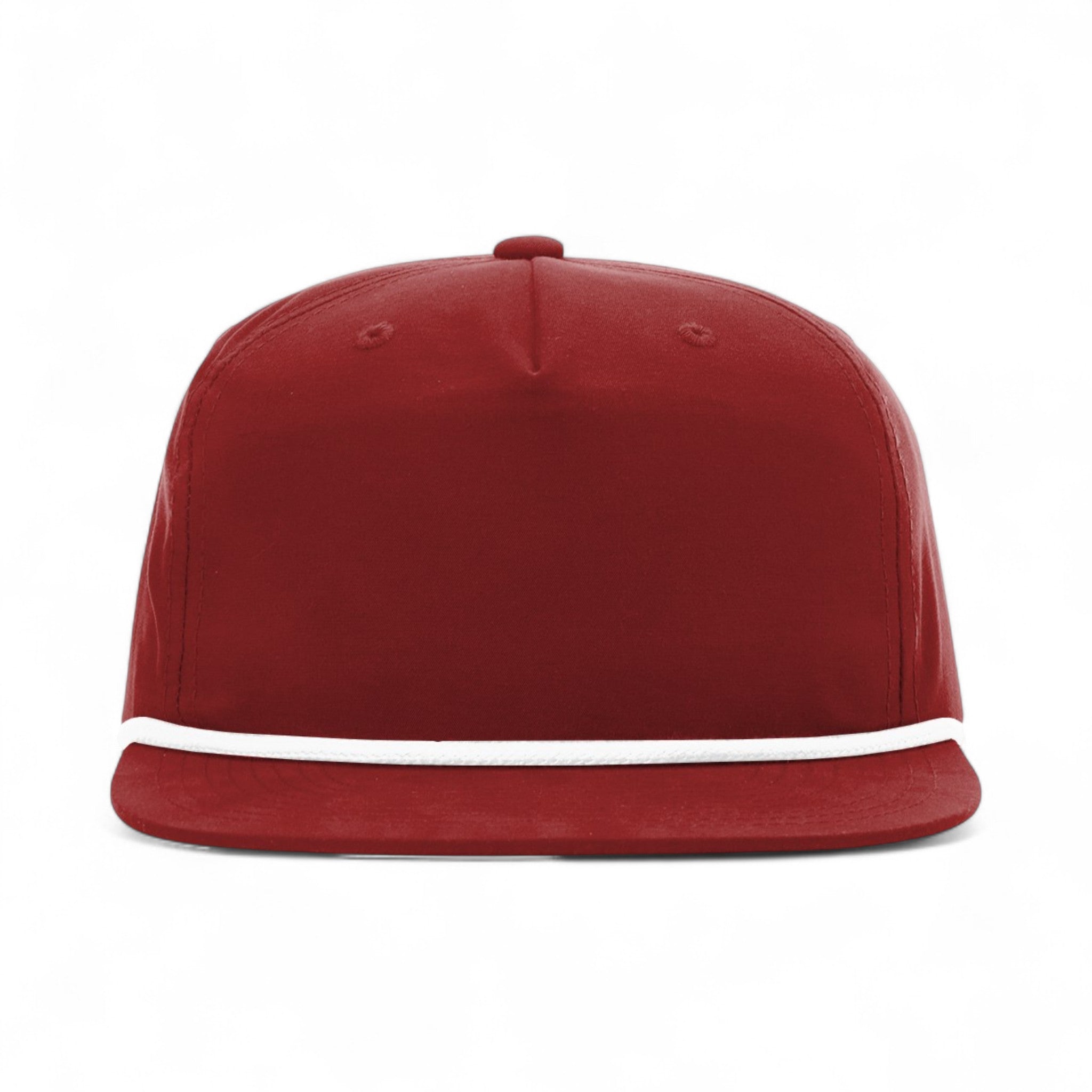 Front view of Richardson 256 custom hat in cardinal and white