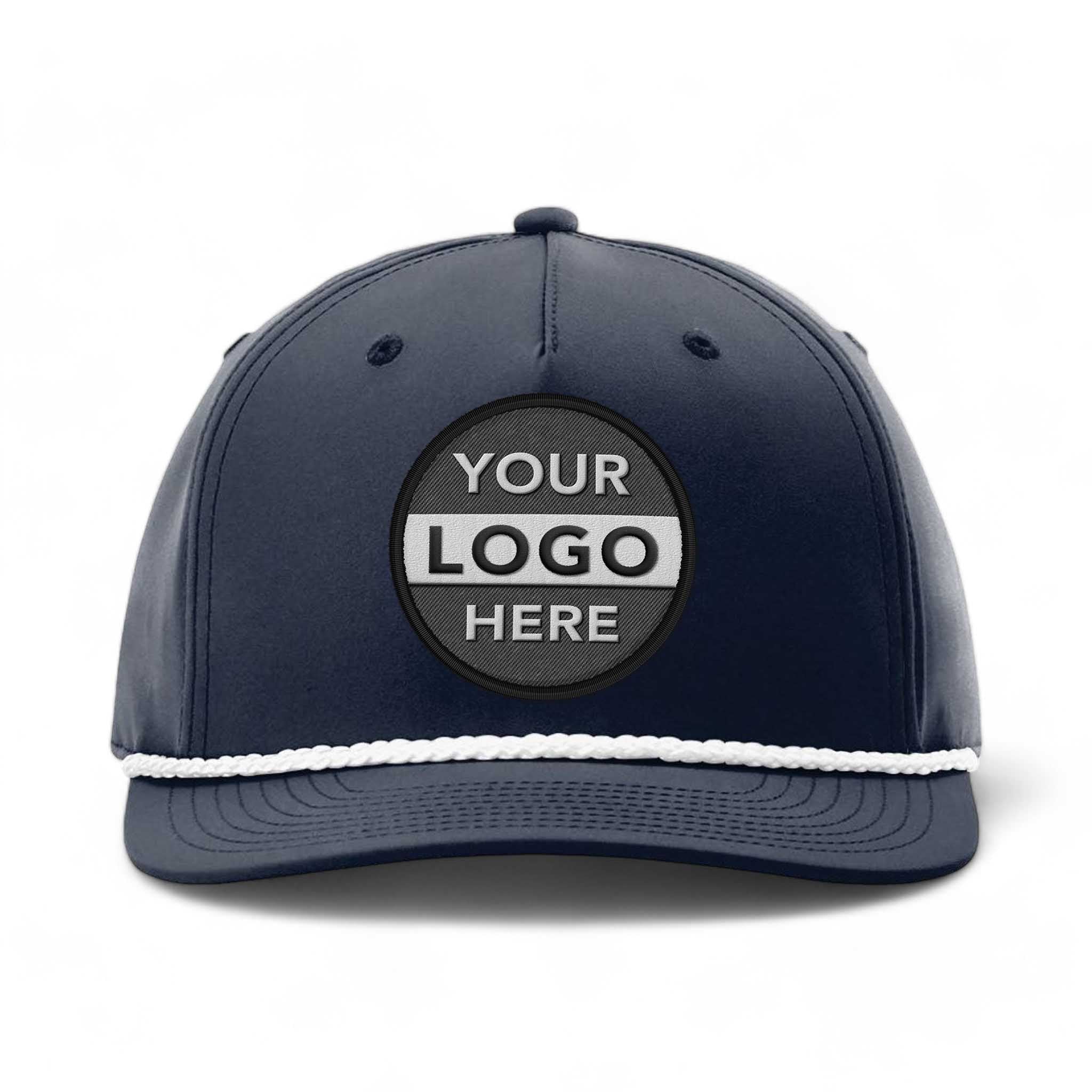 Richardson 258 custom embroidered patch hat in navy and white