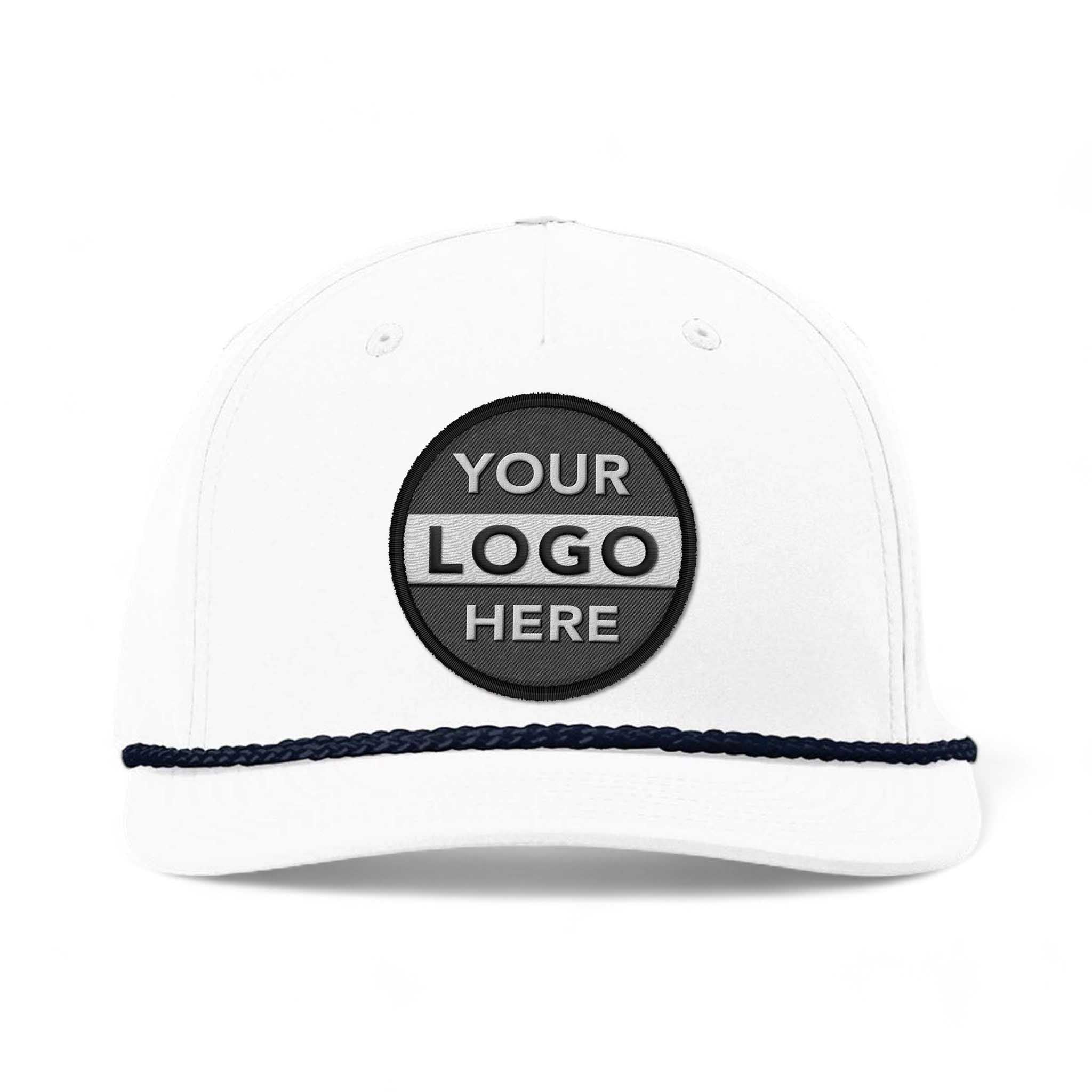 Richardson 258 custom embroidered patch hat in white and navy