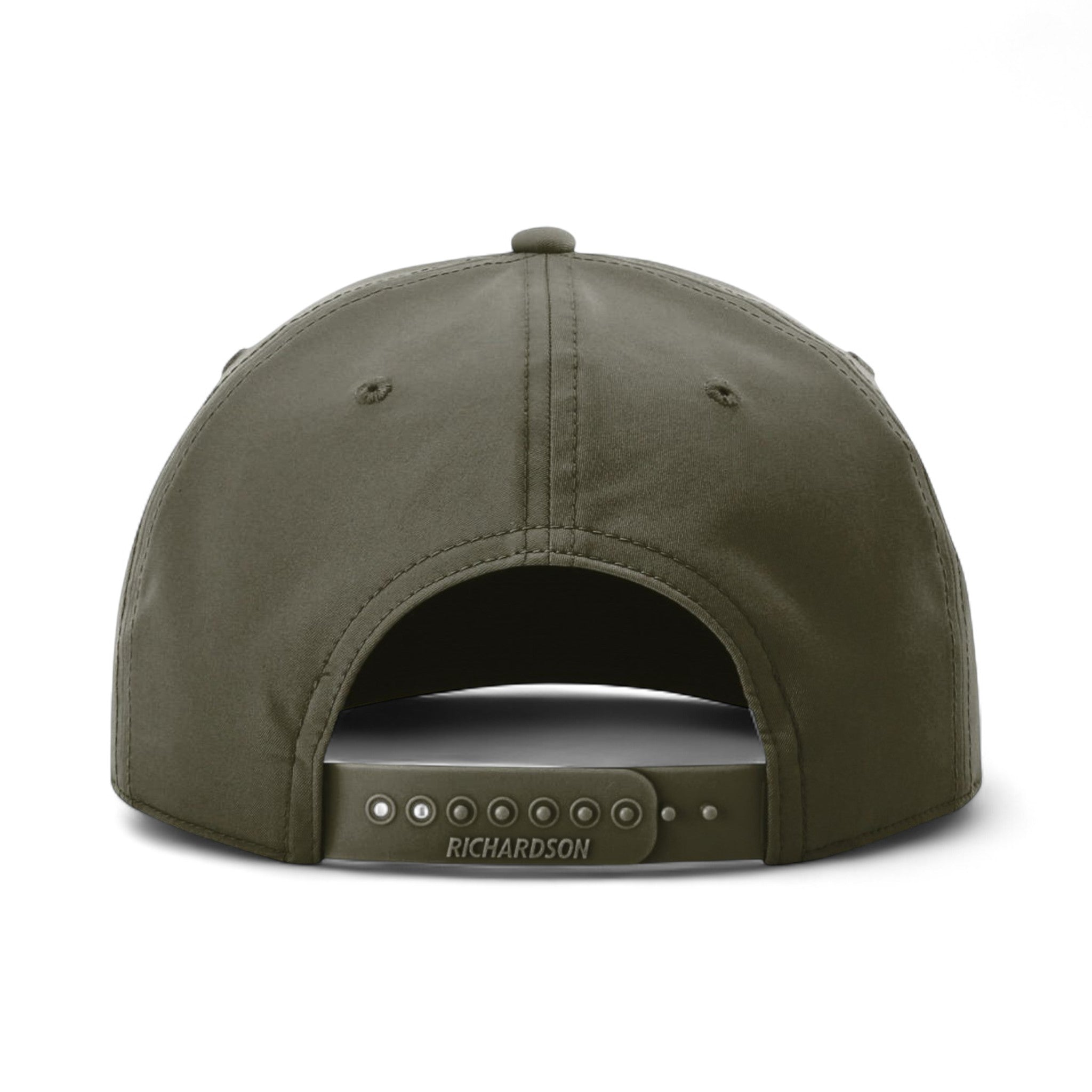 Back view of Richardson 258 custom hat in dark olive green and white