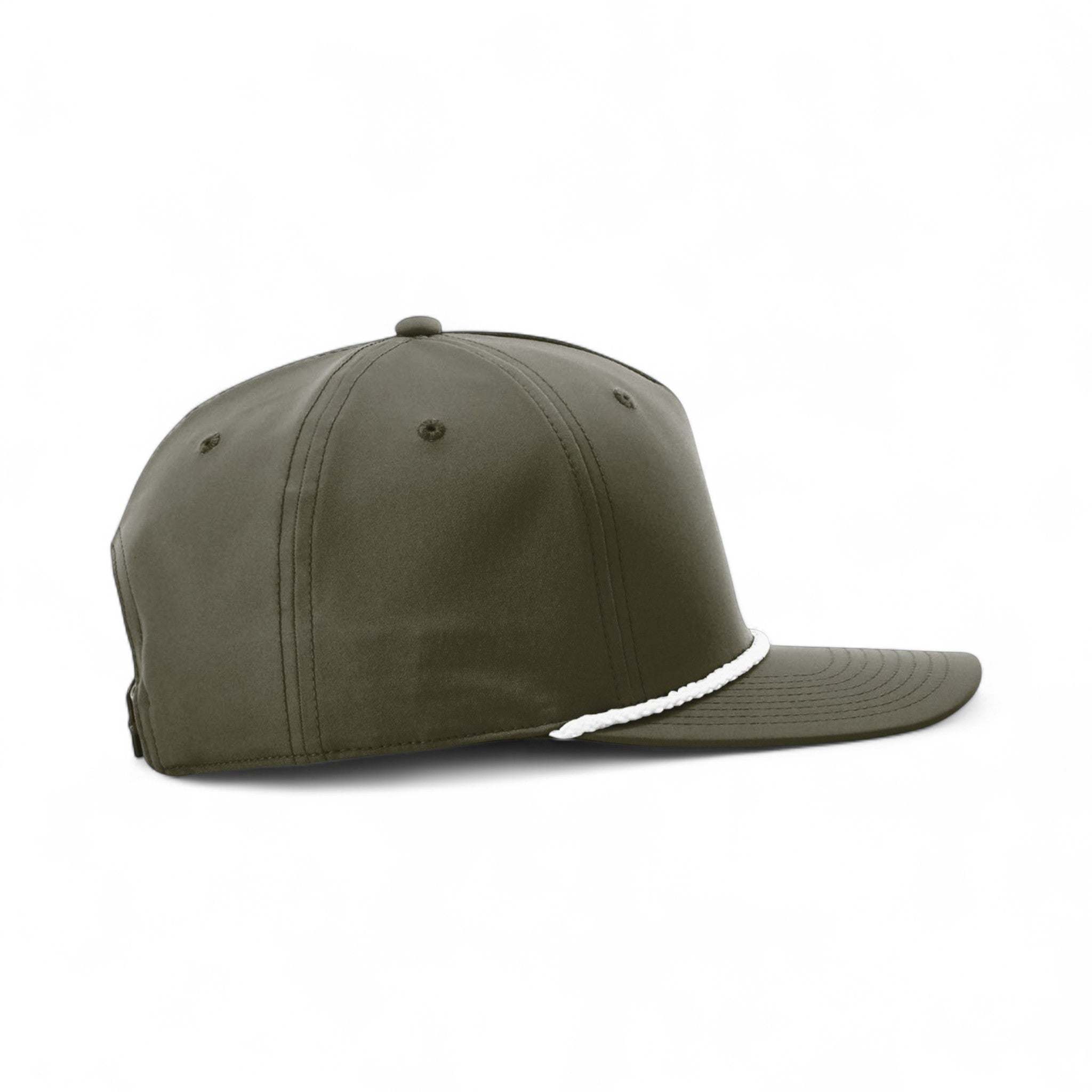 Right side view of Richardson 258 custom hat in dark olive green and white