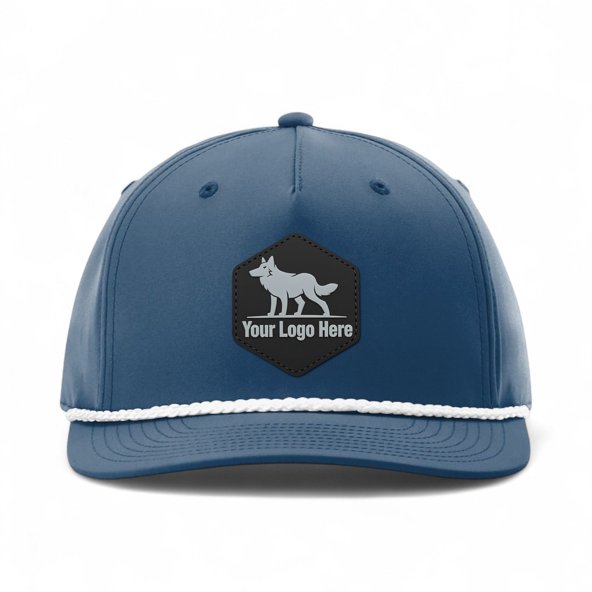 PVC patch preview of Richardson 258 custom hat in light blue and white