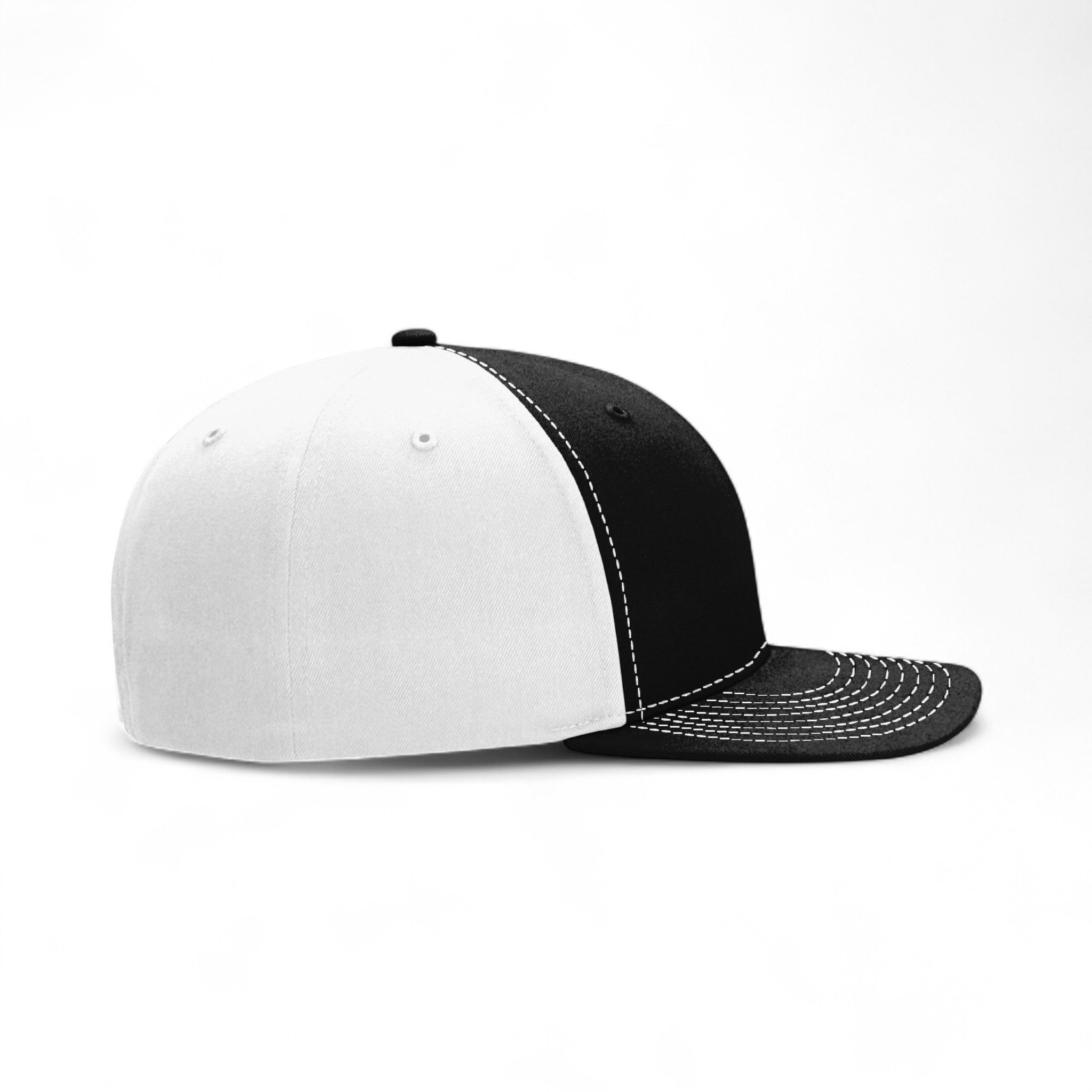 Right side view of Richardson 312 custom hat in black and white