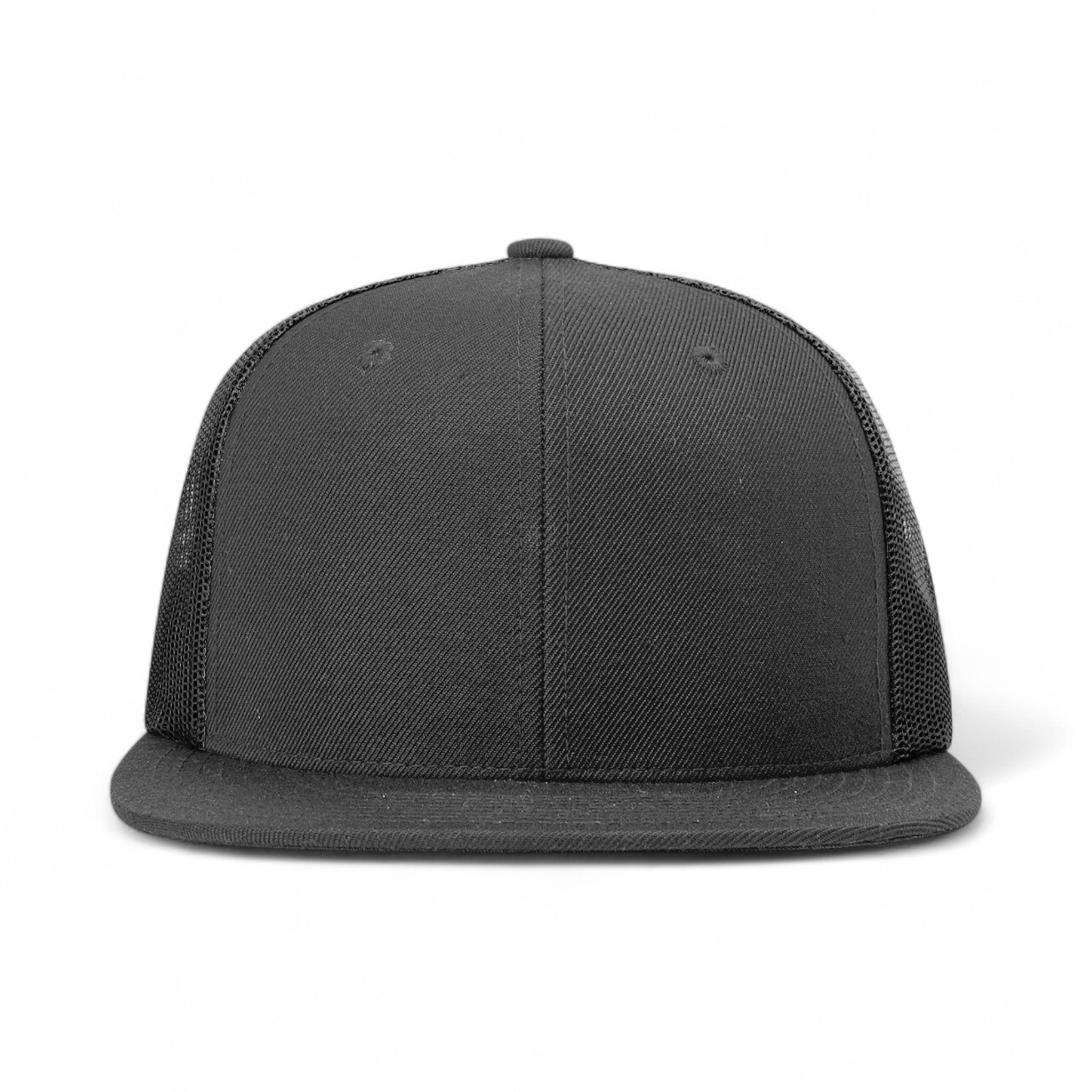 Front view of Richardson 511 custom hat in black and black