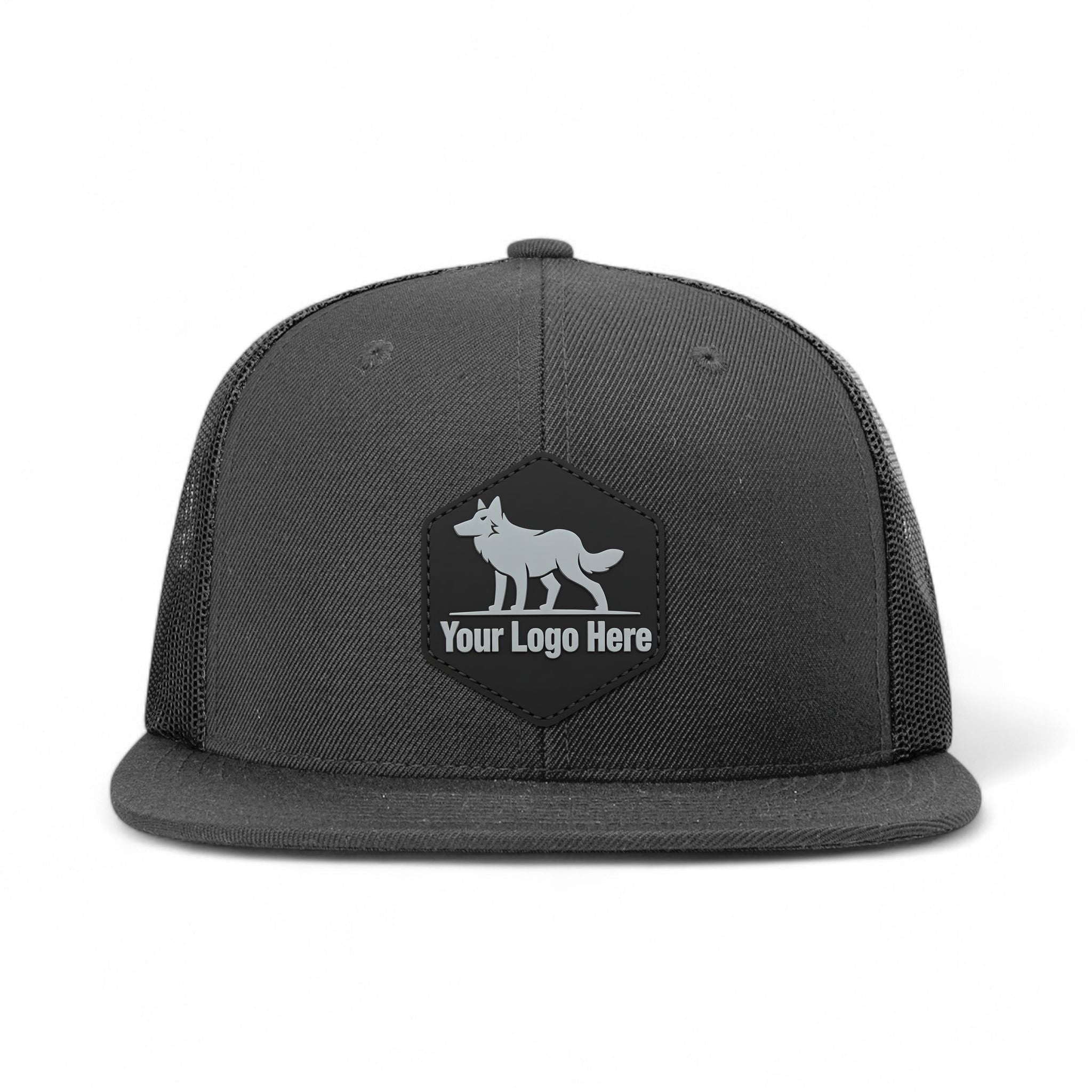 PVC patch preview of Richardson 511 custom hat in black and black