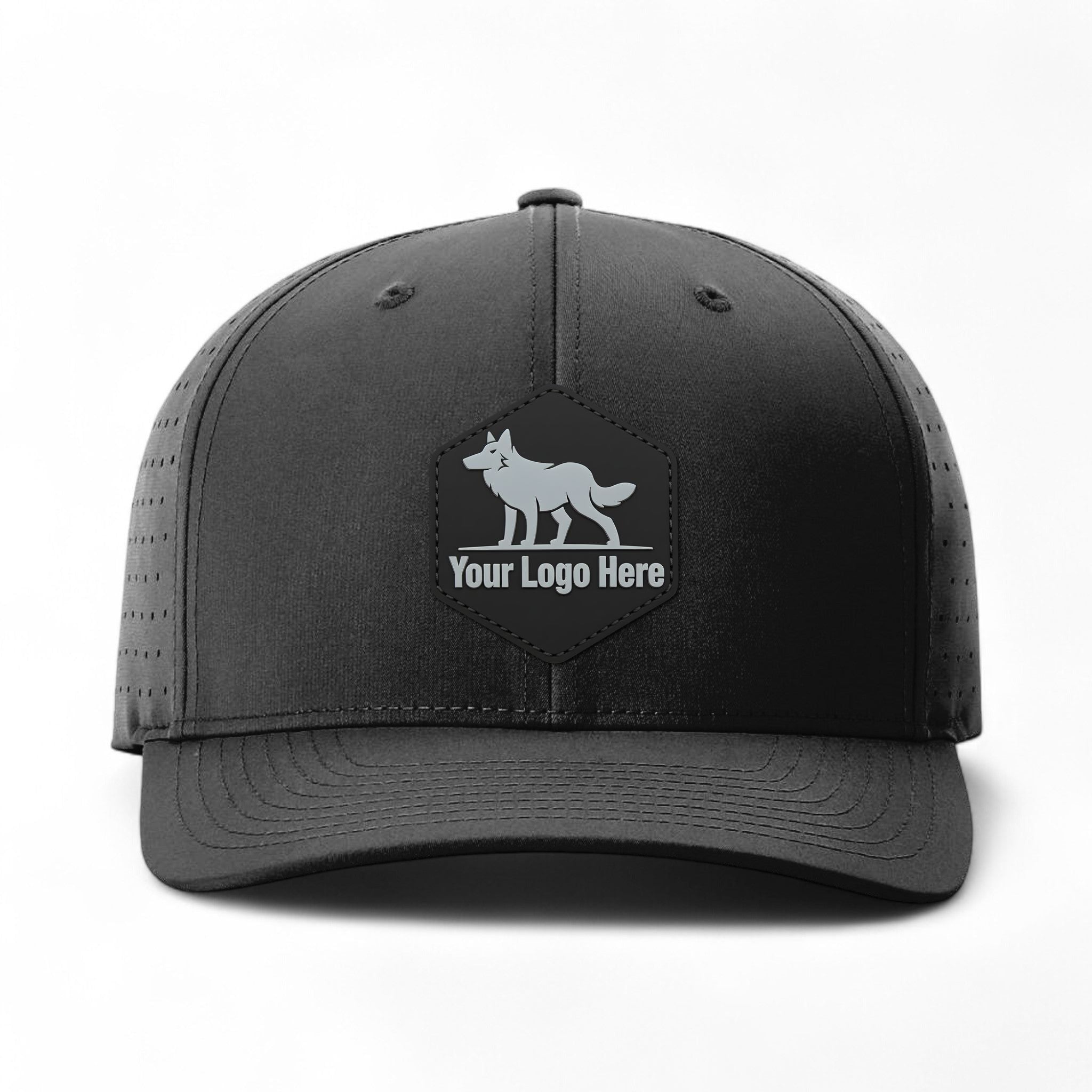 PVC patch preview of Richardson 632 custom hat in black