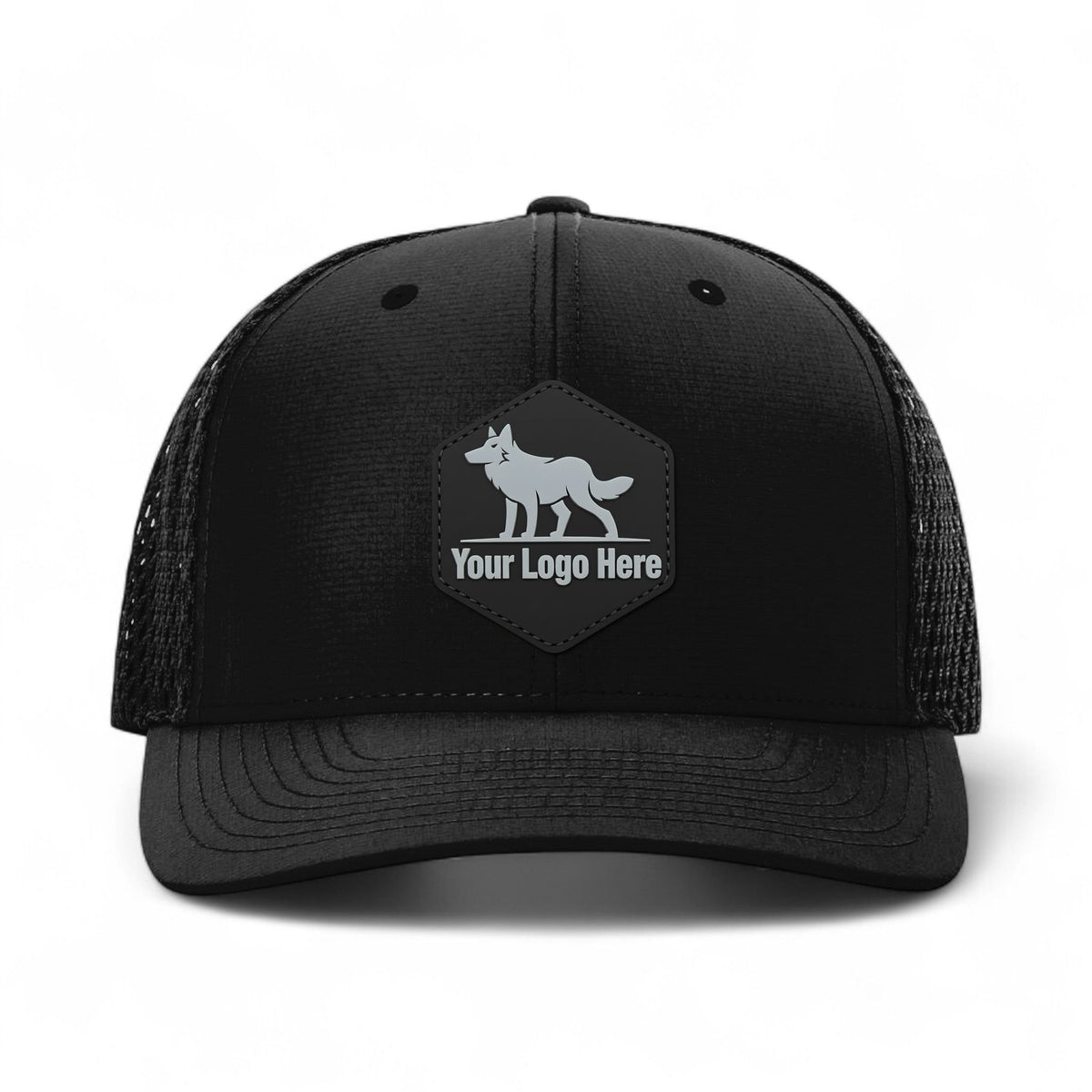 PVC patch preview of Richardson 835 custom hat in black