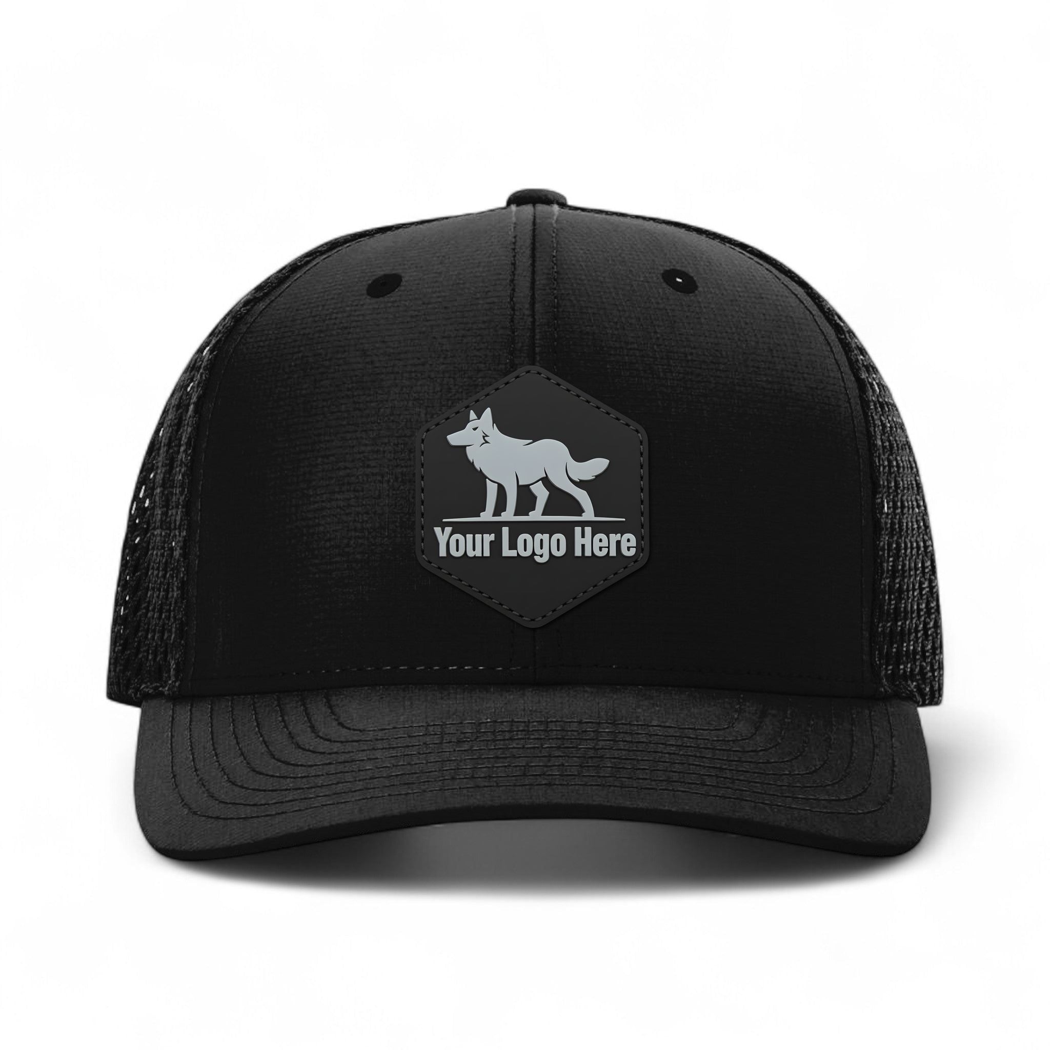 PVC patch preview of Richardson 835 custom hat in black