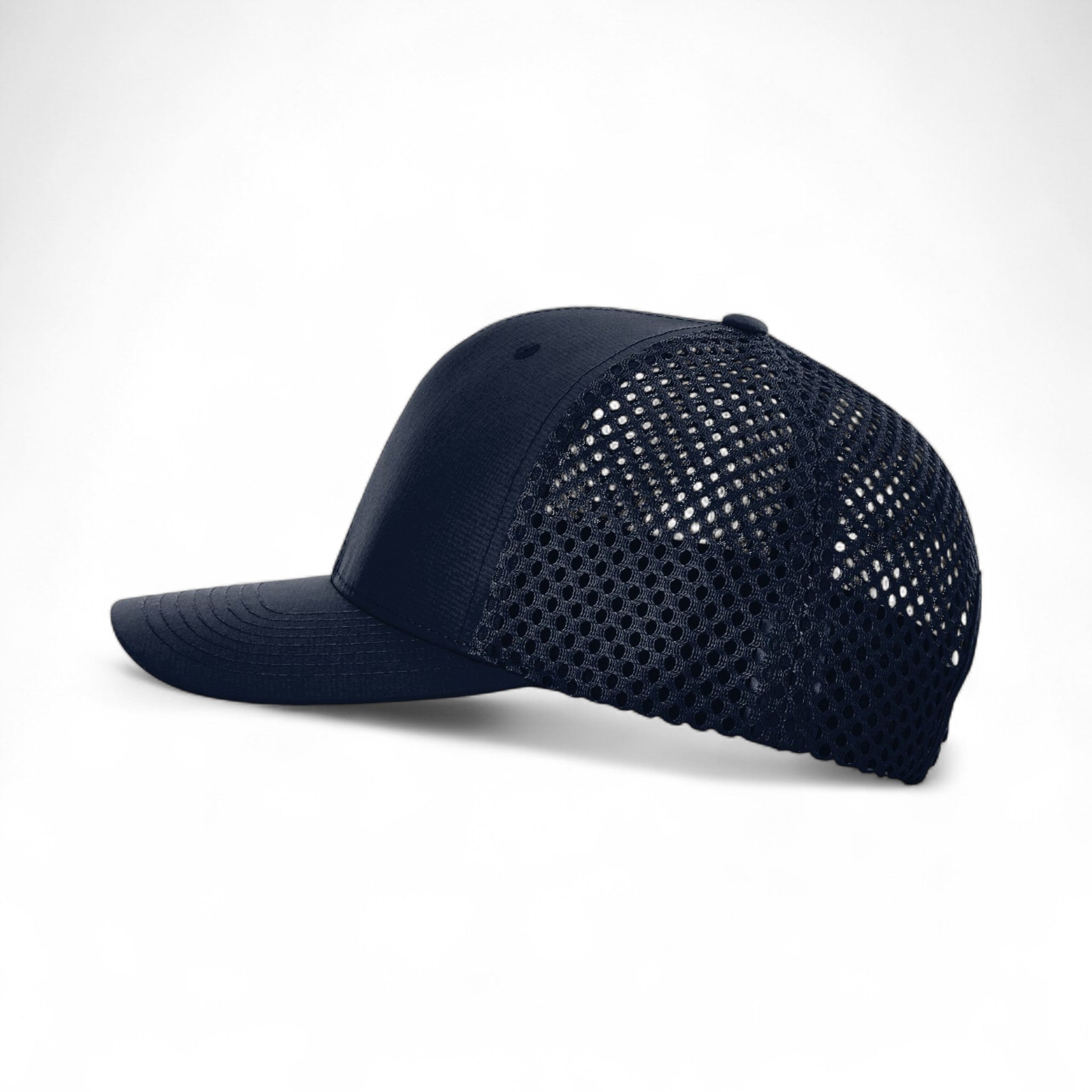 Left side view of Richardson 835 custom hat in navy