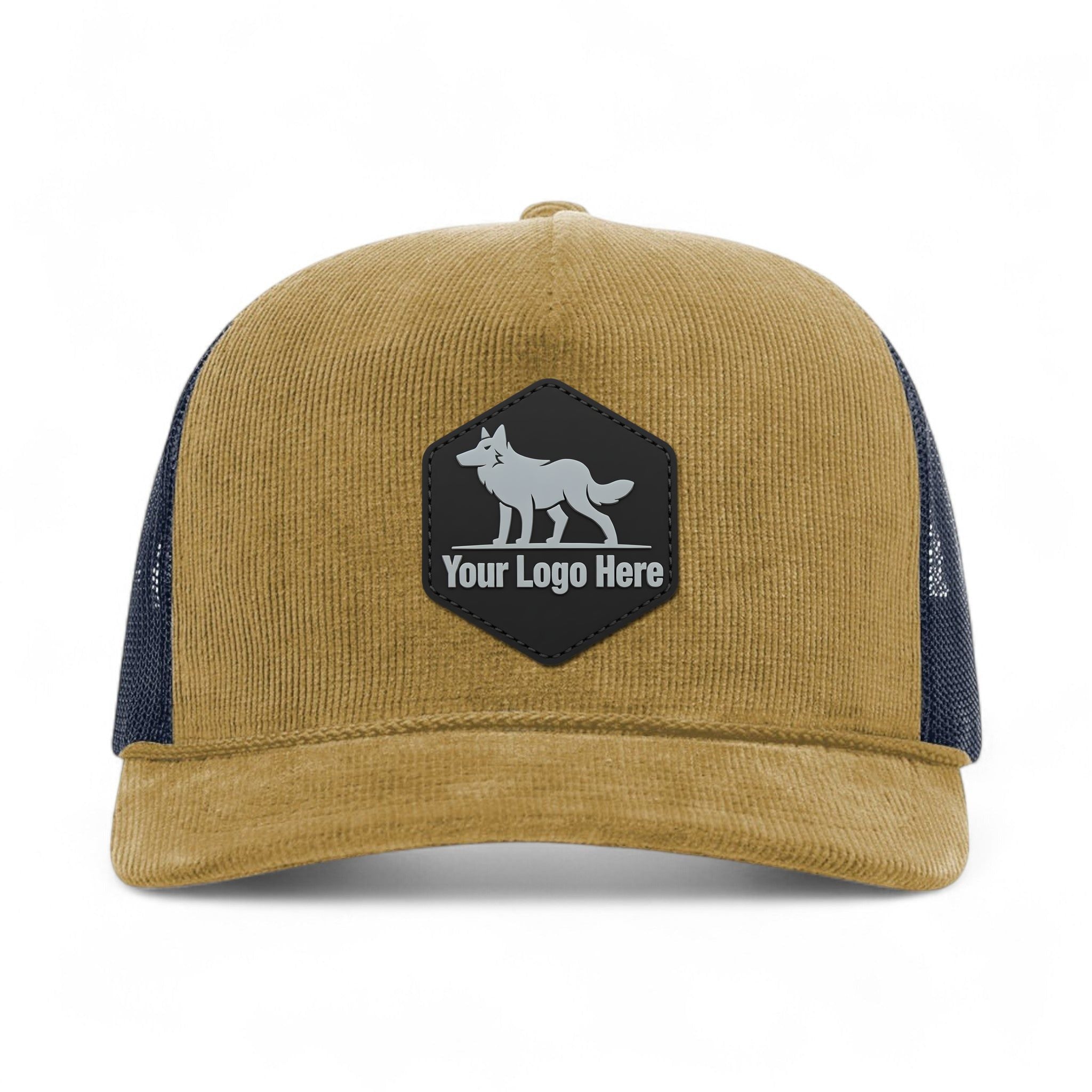 PVC patch preview of Richardson 930 custom hat in amber gold and navy