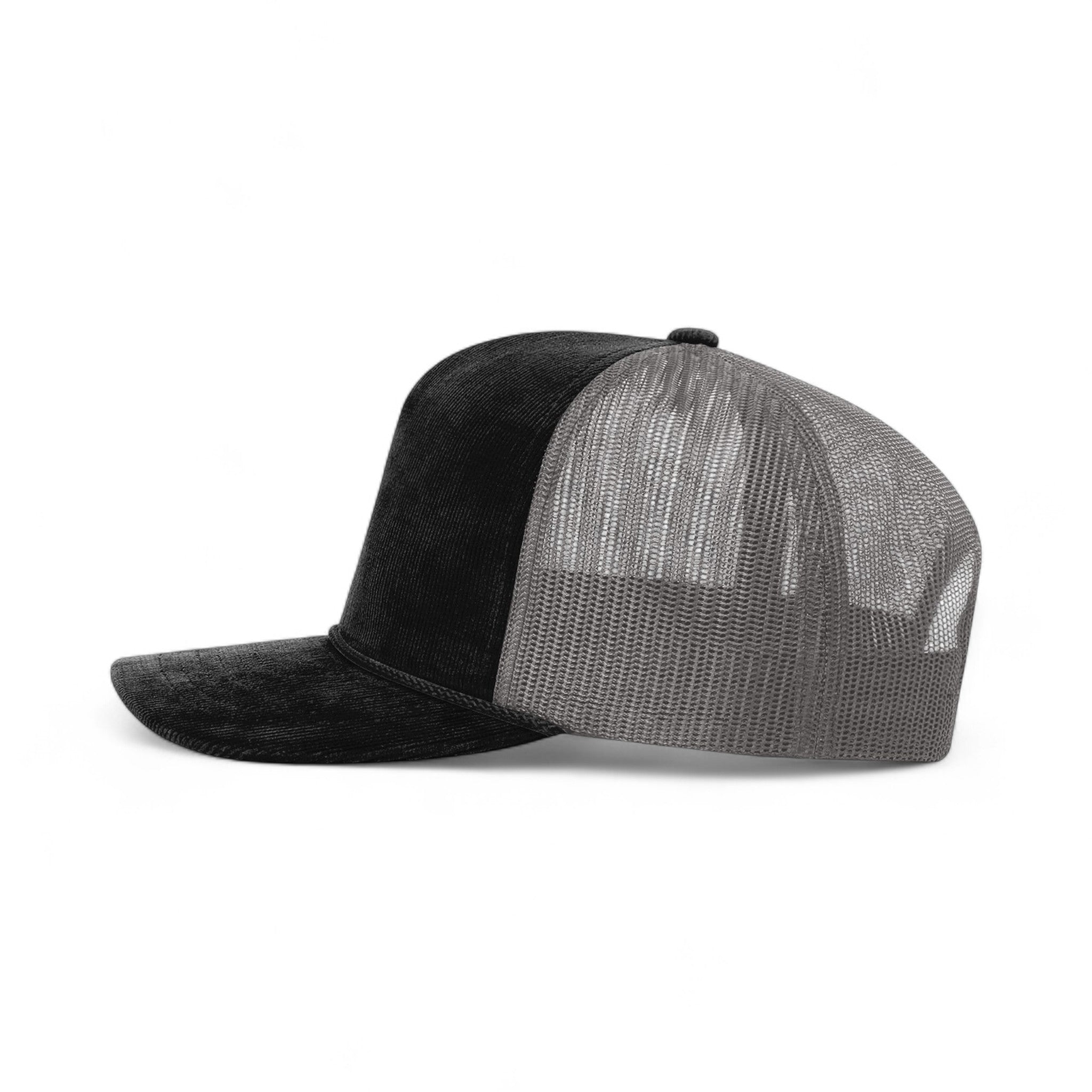 Left side view of Richardson 930 custom hat in black and charcoal