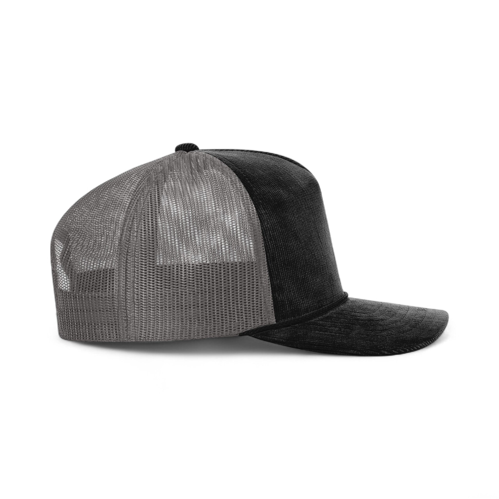Right side view of Richardson 930 custom hat in black and charcoal