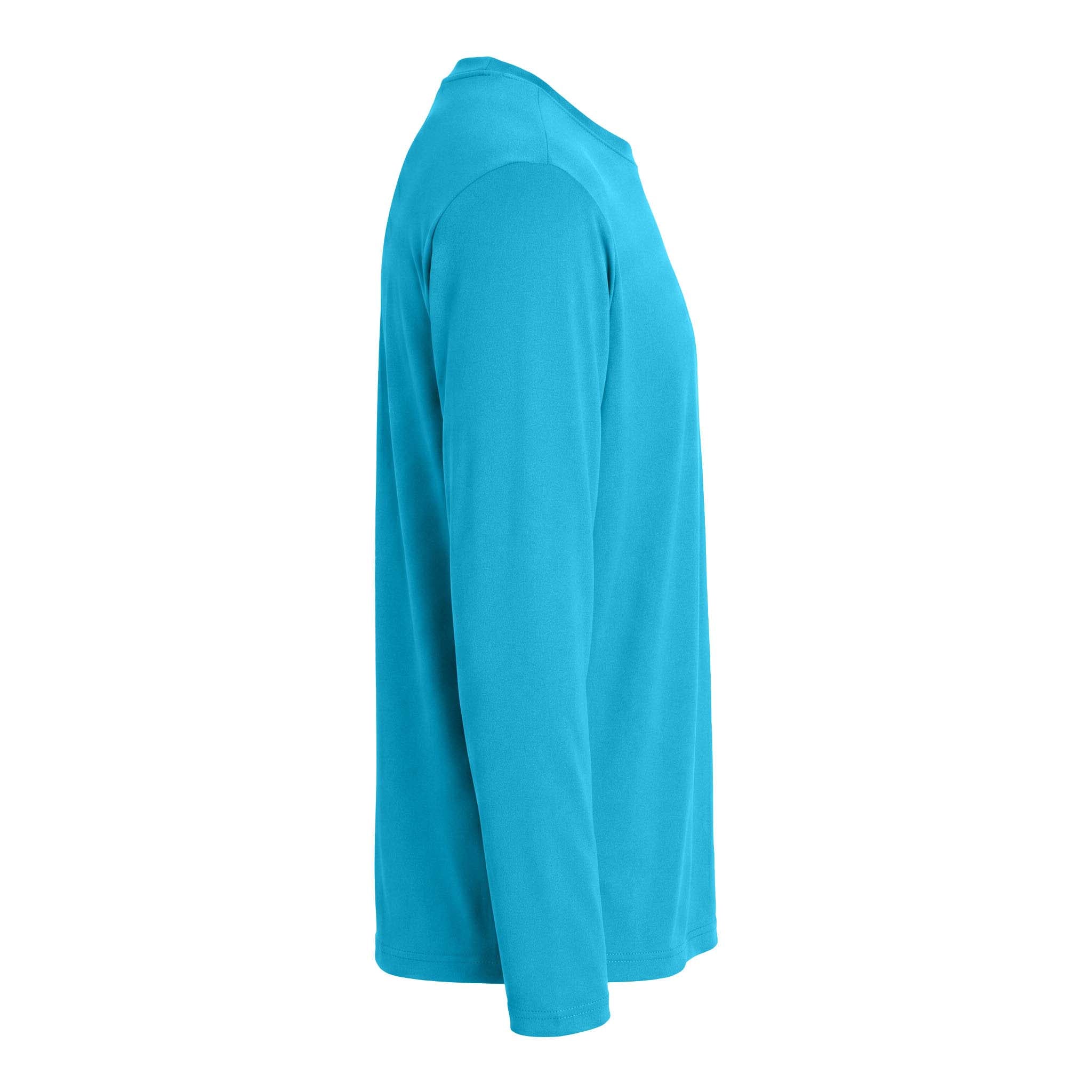 Sport-Tek ST350LS custom long sleeve t-shirt in atomic blue, right side view