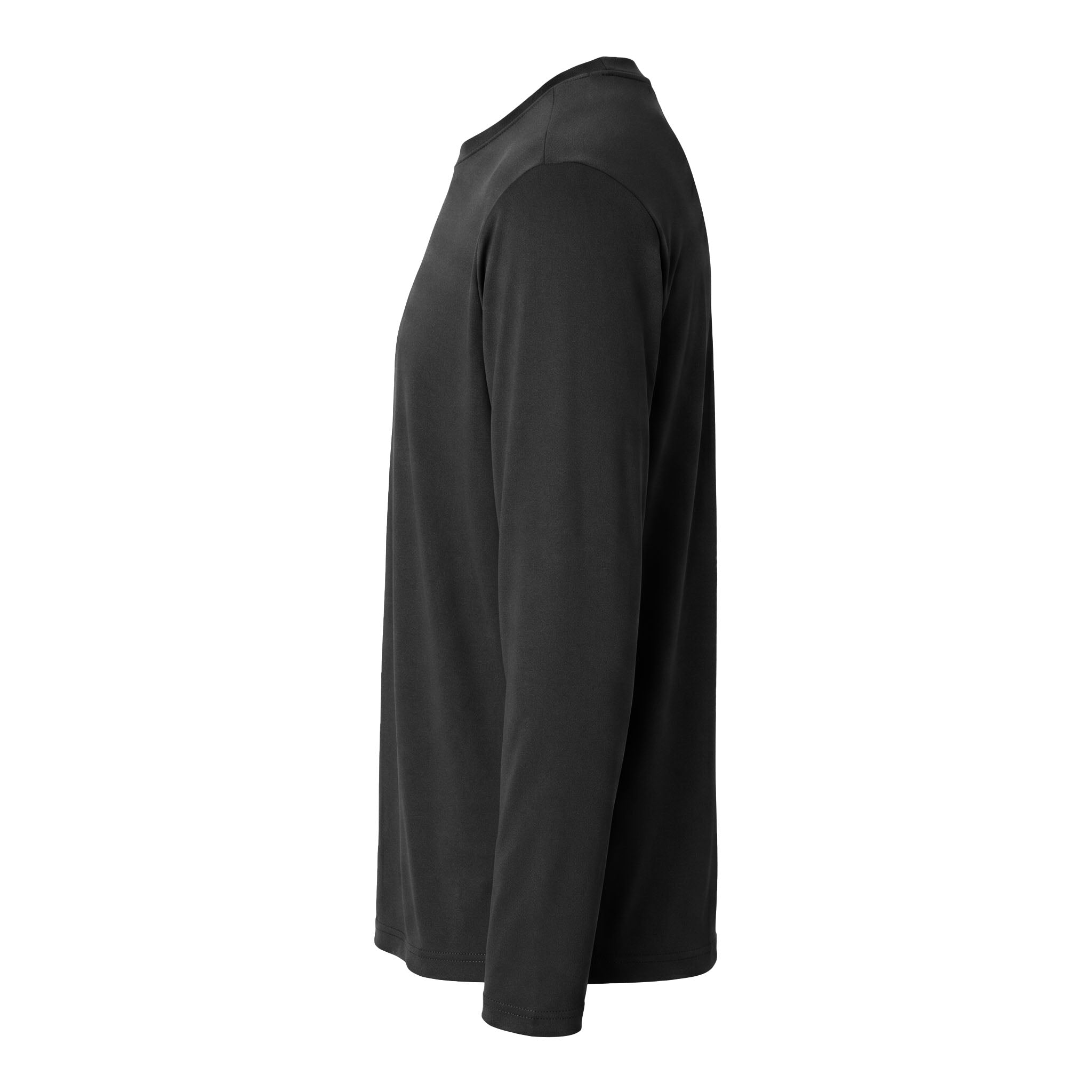 Sport-Tek ST350LS custom long sleeve t-shirt in black, left side view