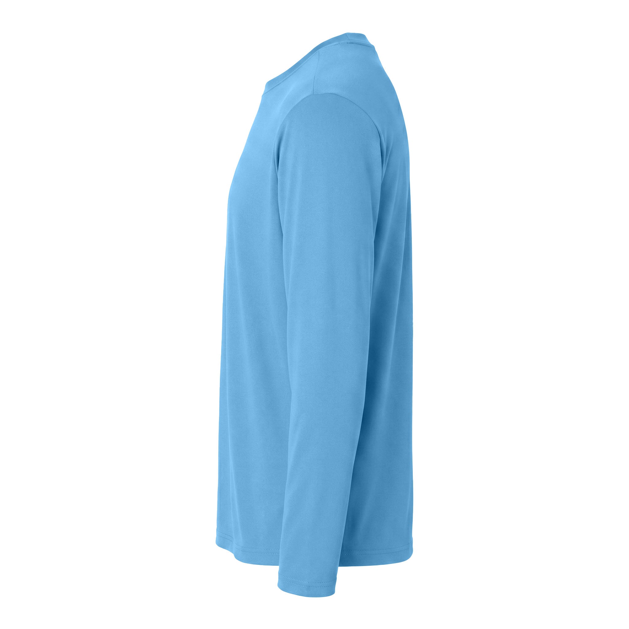 Sport-Tek ST350LS custom long sleeve t-shirt in carolina blue, left side view