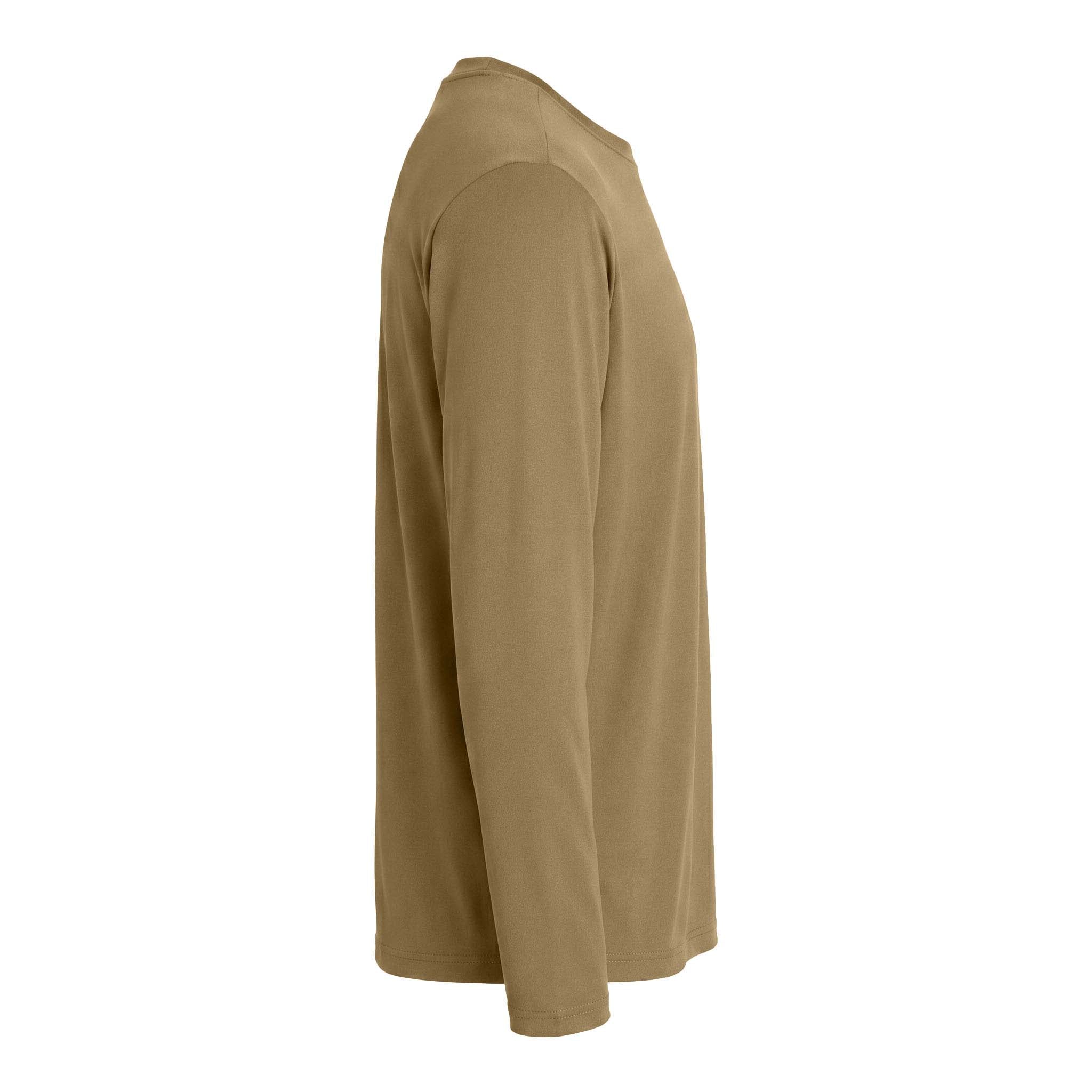Sport-Tek ST350LS custom long sleeve t-shirt in coyote brown, right side view