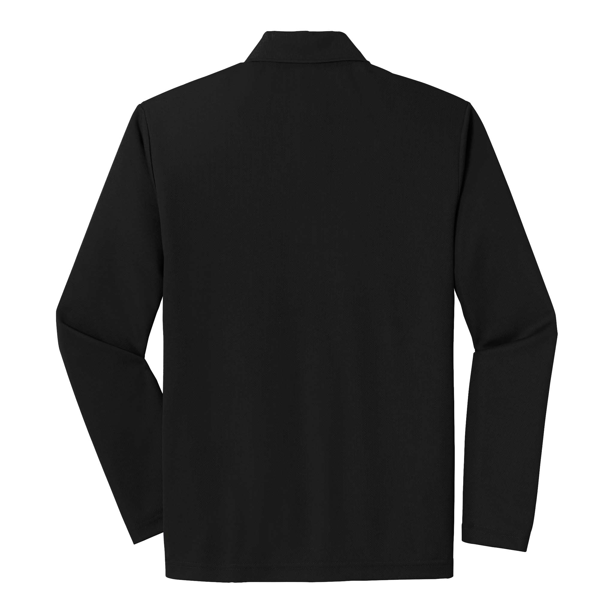 Sport-Tek ST640LS custom polo in black, back view