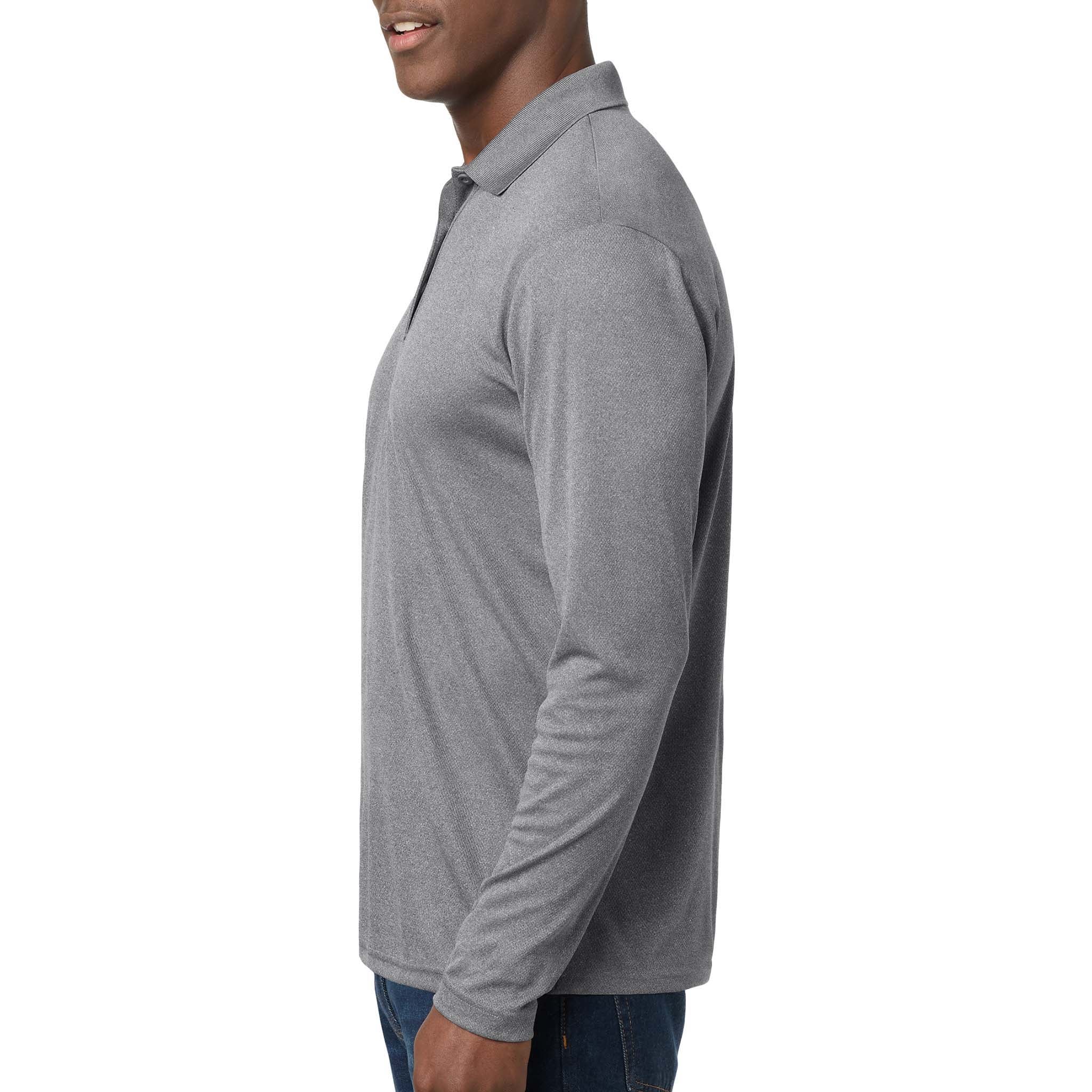 Sport-Tek ST640LS custom polo in grey heather, left side view