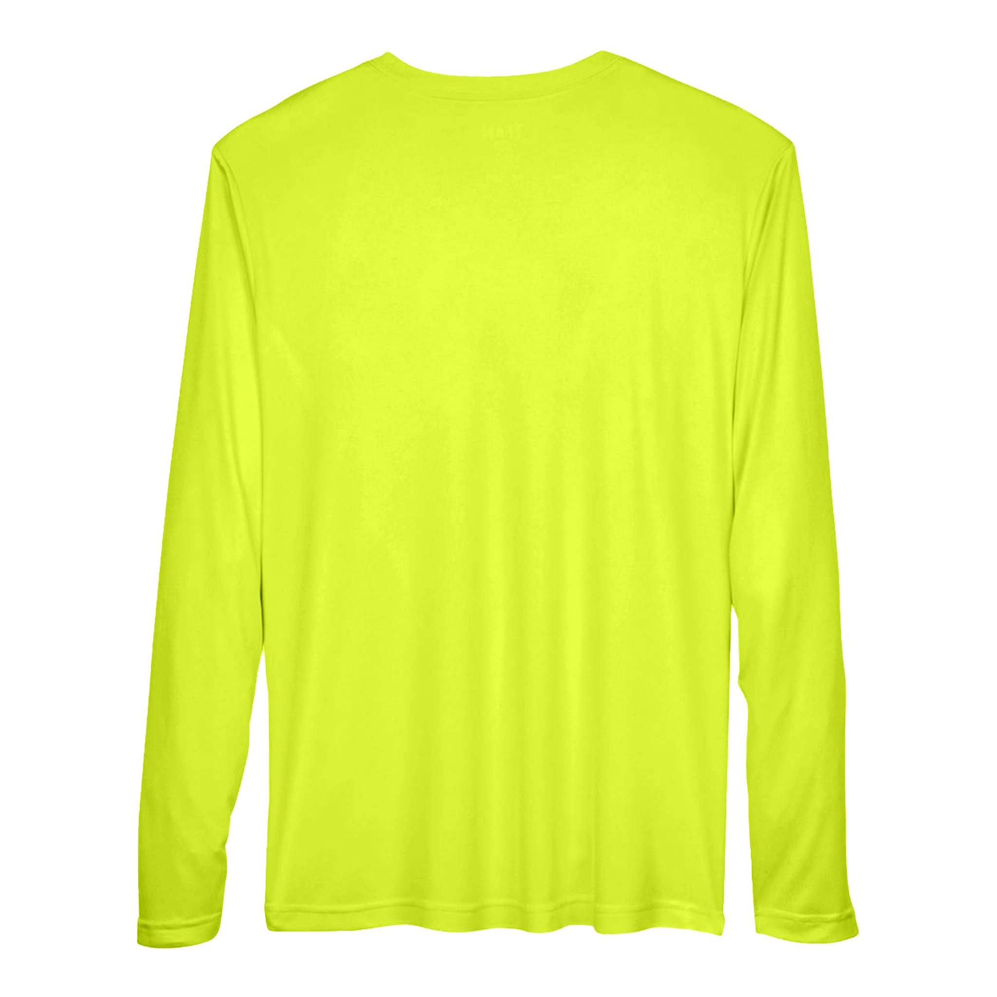 Team 365 TT11L custom long sleeve t-shirt in safety yellow, back view