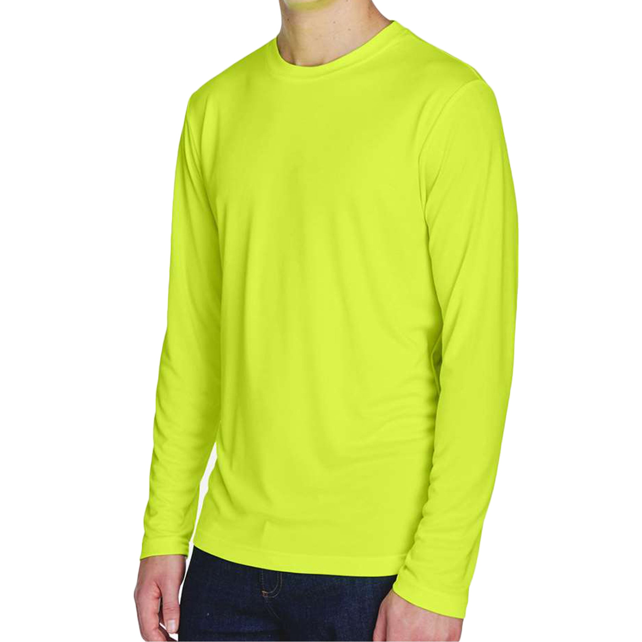 Team 365 TT11L custom long sleeve t-shirt in safety yellow, left side view