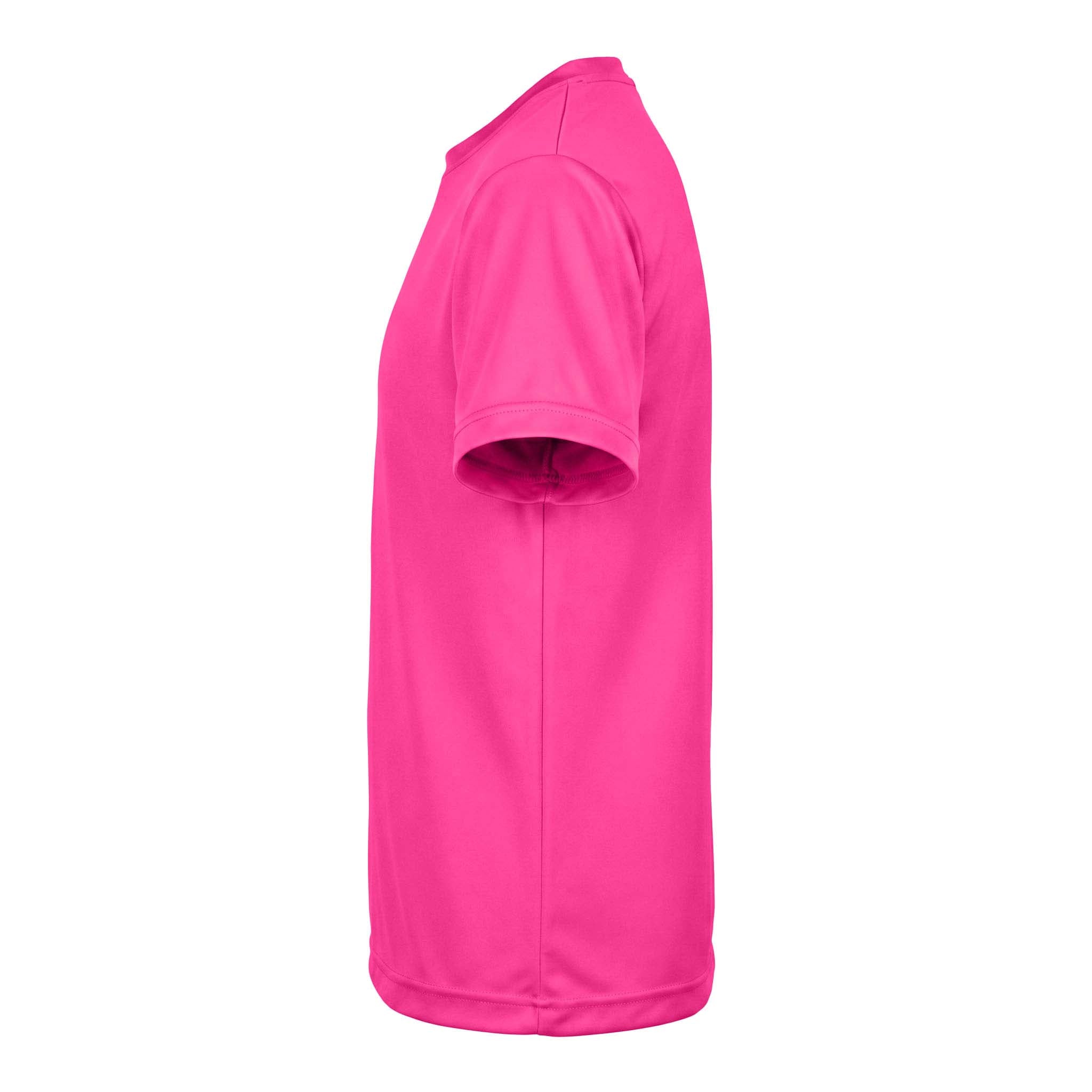 Team 365 TT11Y custom short sleeve t-shirt in bright magenta, left side view