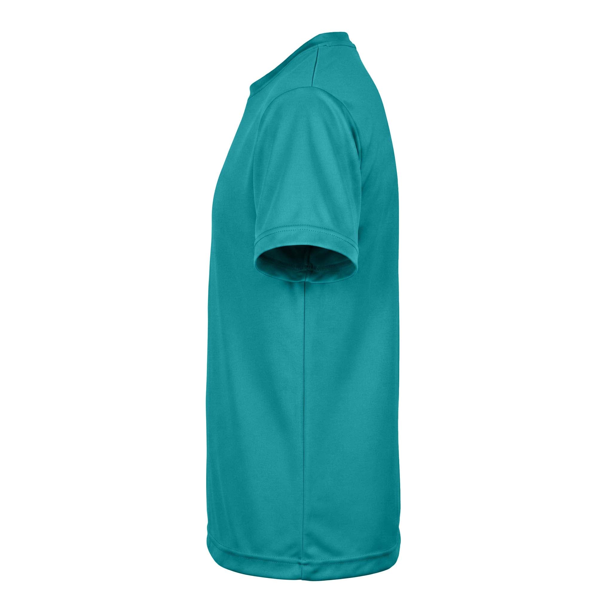 Team 365 TT11Y custom short sleeve t-shirt in clear teal, left side view