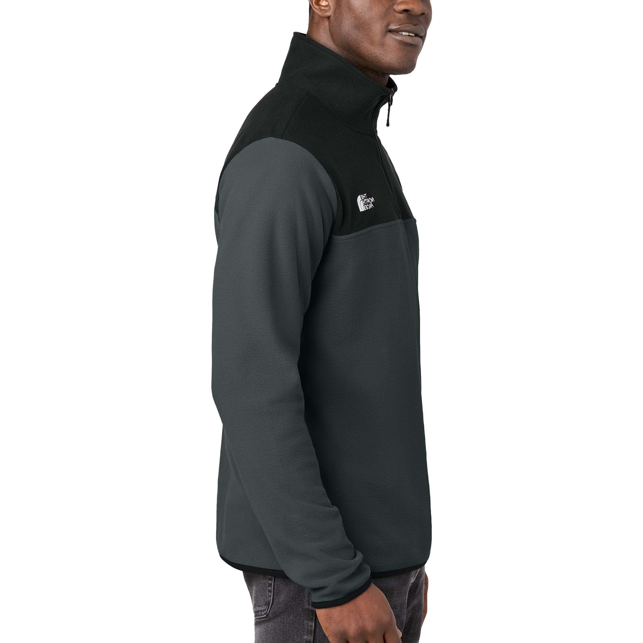 The North Face NF0A7V4L custom quarter-zip in asphalt grey and tnf black, right side view