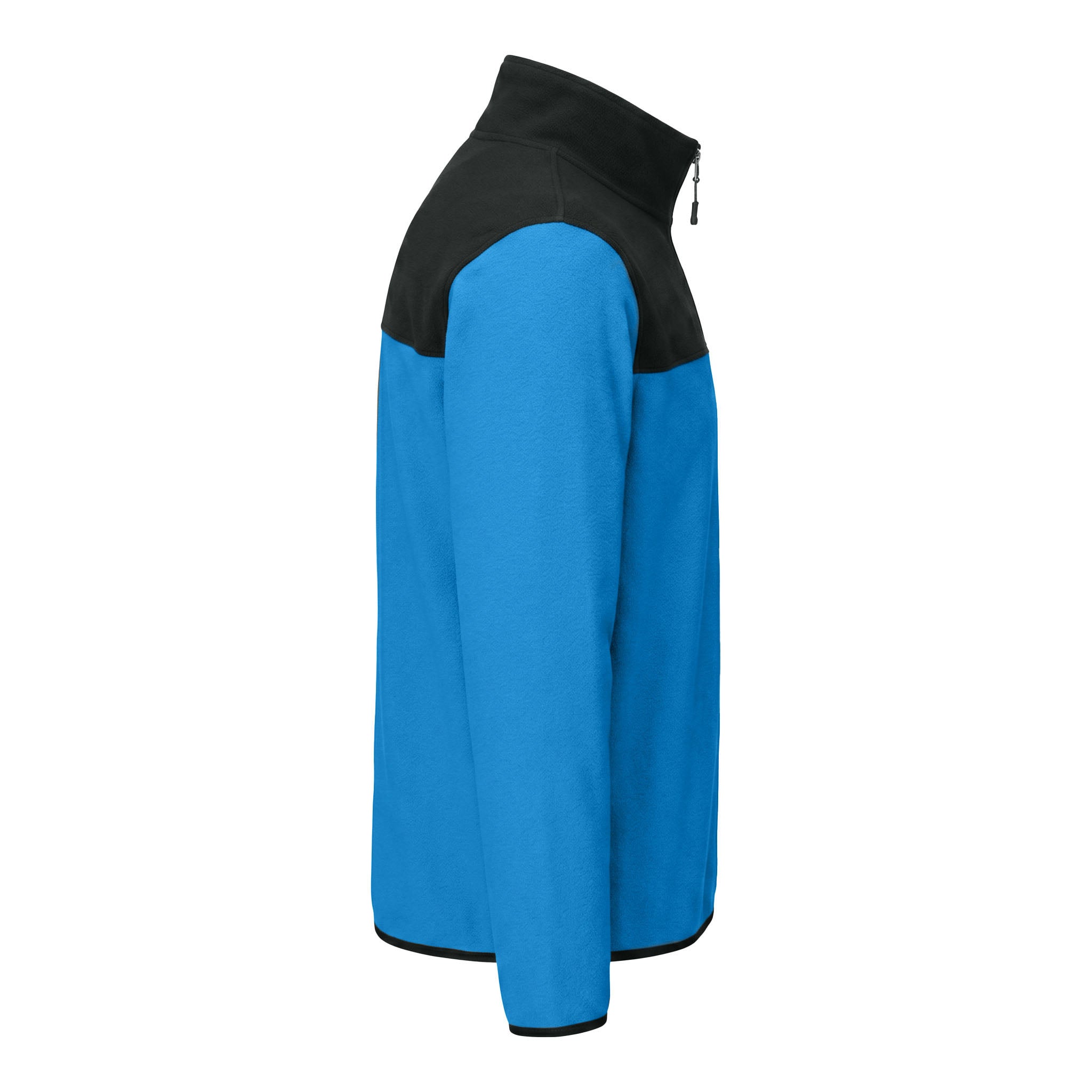 The North Face NF0A7V4L custom quarter-zip in hero blue and tnf black, right side view