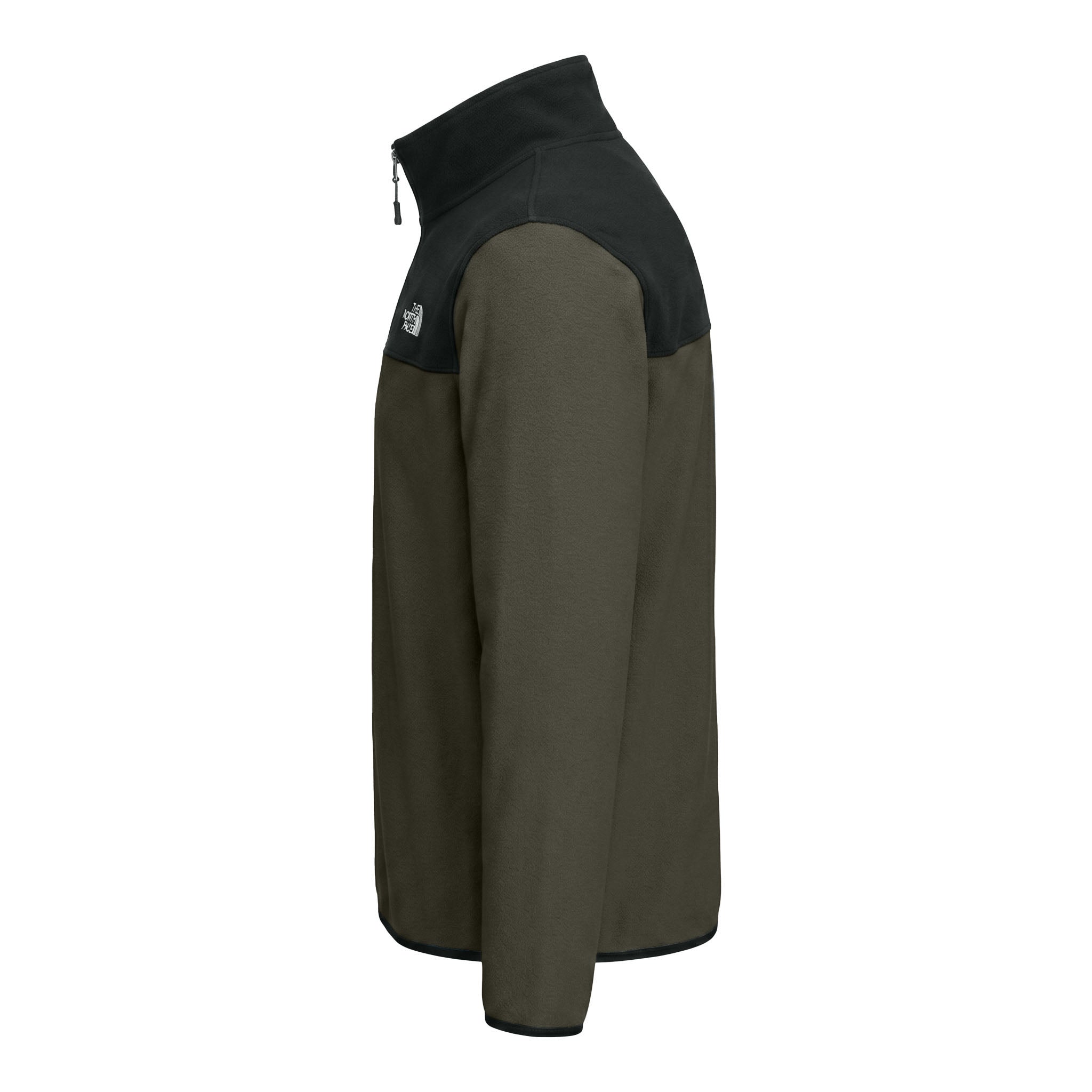 The North Face NF0A7V4L custom quarter-zip in new taupe green and tnf black, left side view